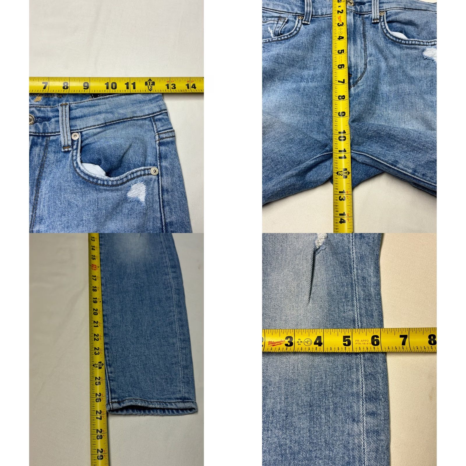 7 For All Mankind VINTAGE 7 For All Mankind High Waist Ankle Skinny Jeans Women's 25 Distressed Blue 27in Inseam Womens Jeans Size 42" / US 20 - 9 Thumbnail