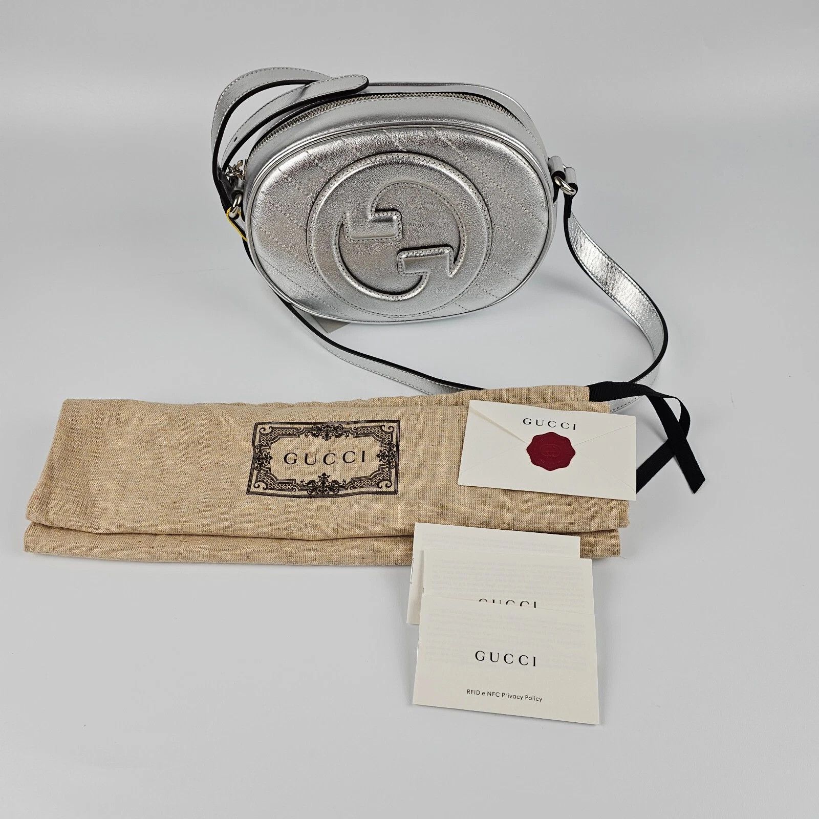 Gucci GUCCI Blondie Mini Metallic Silver Leather Shoulder Bag Size ONE SIZE - 2 Thumbnail