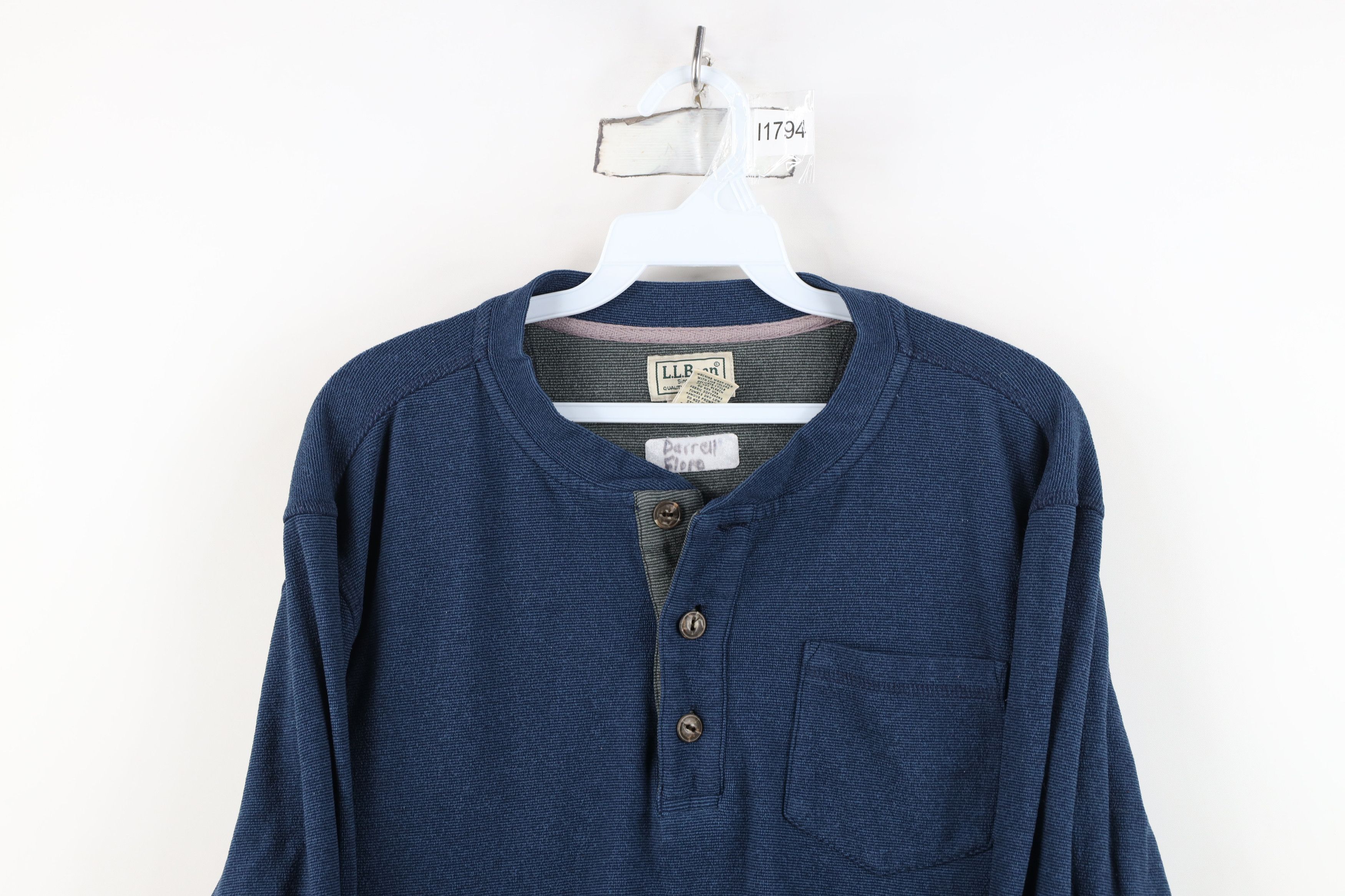 L.L. Bean Vintage LL Bean Fleece Long Sleeve Henley T-Shirt Blue Size US L / EU 52-54 / 3 - 2 Thumbnail