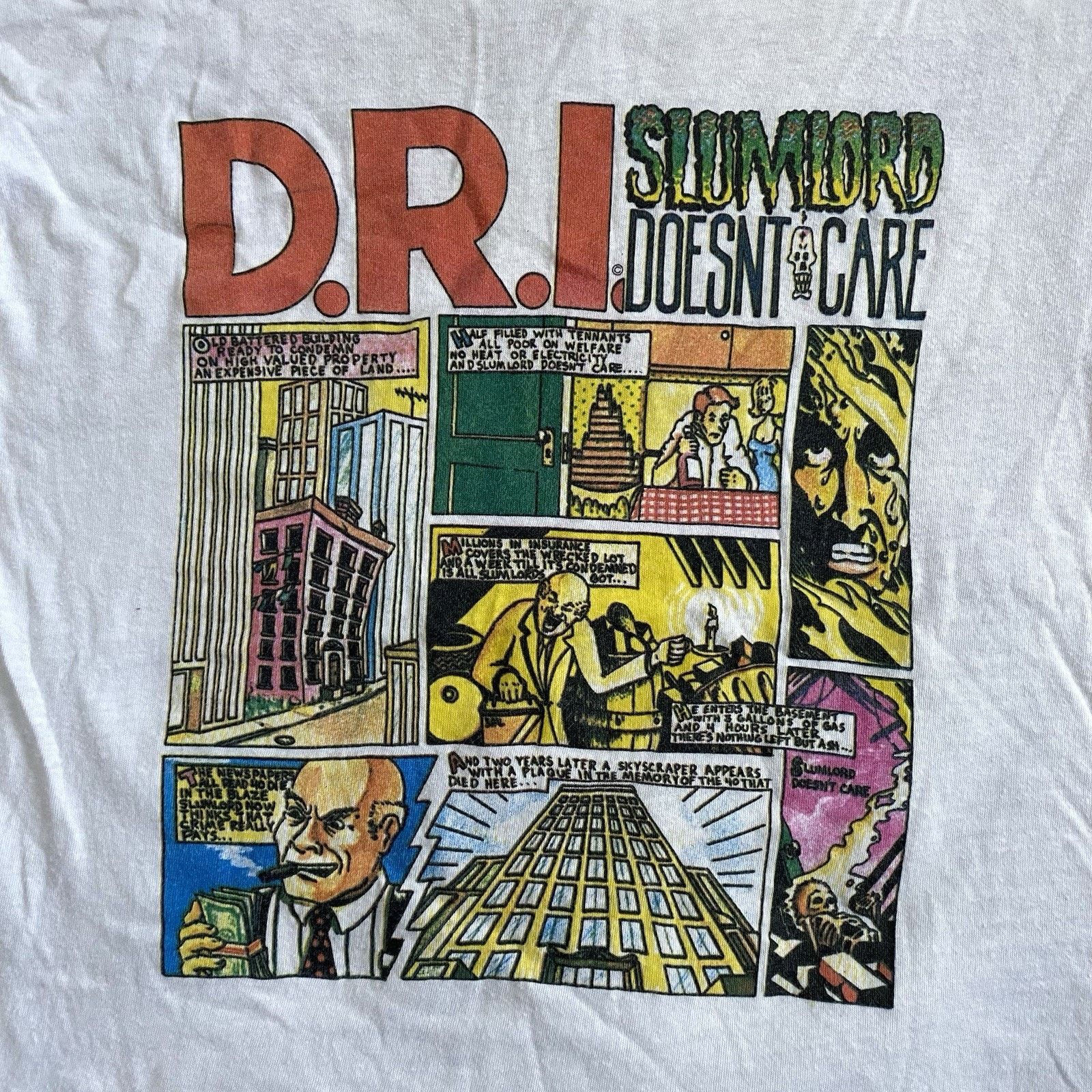 Vintage Vintage 80s D.R.I. Slumlord Doesn’t Care T Shirt L Punk Size US L / EU 52-54 / 3 - 2 Thumbnail