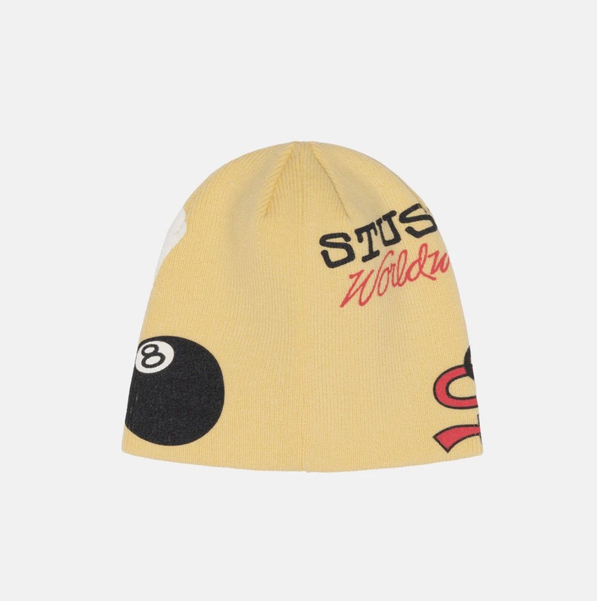 Vintage Stussy 8 Ball Mixed Logo Skullcap Beanie Yellow | Grailed