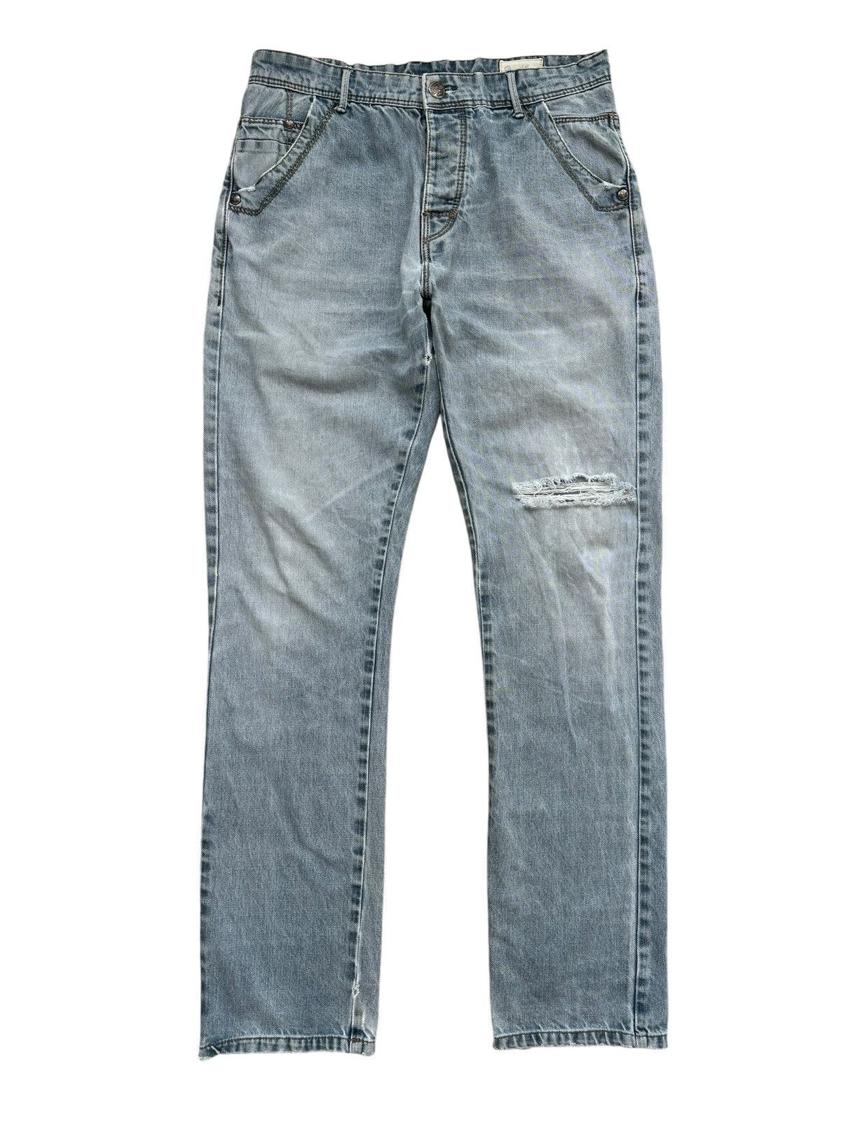 If Six Was Nine Vintage Zara Buckle Back Faded Distressed Jeans Size US 33 - 1 Thumbnail