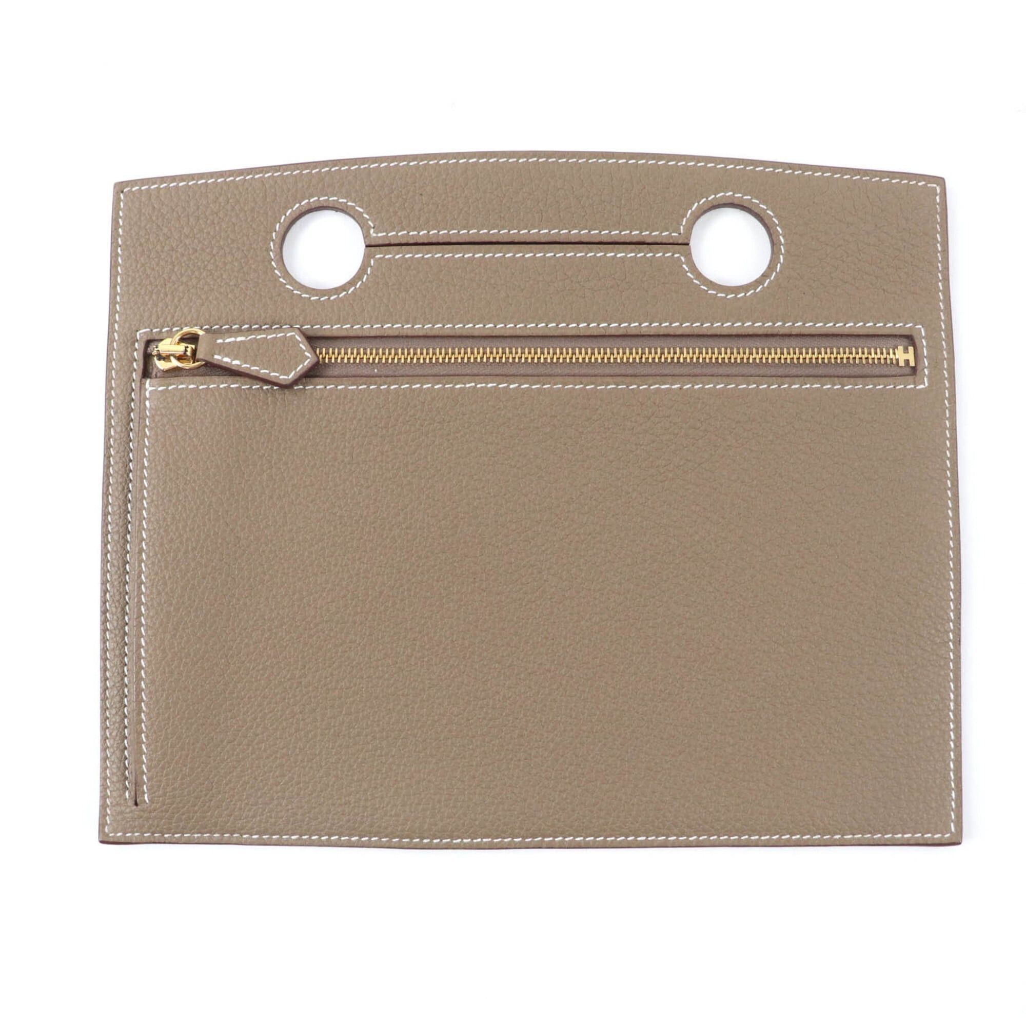 Hermes HERMES Etoupe Togo Leather Bag with Gold Hardware, Zippered, Pocket, U Stamp, Comes Box and Dust Bag, Made in France, Women's Size ONE SIZE - 1 Thumbnail