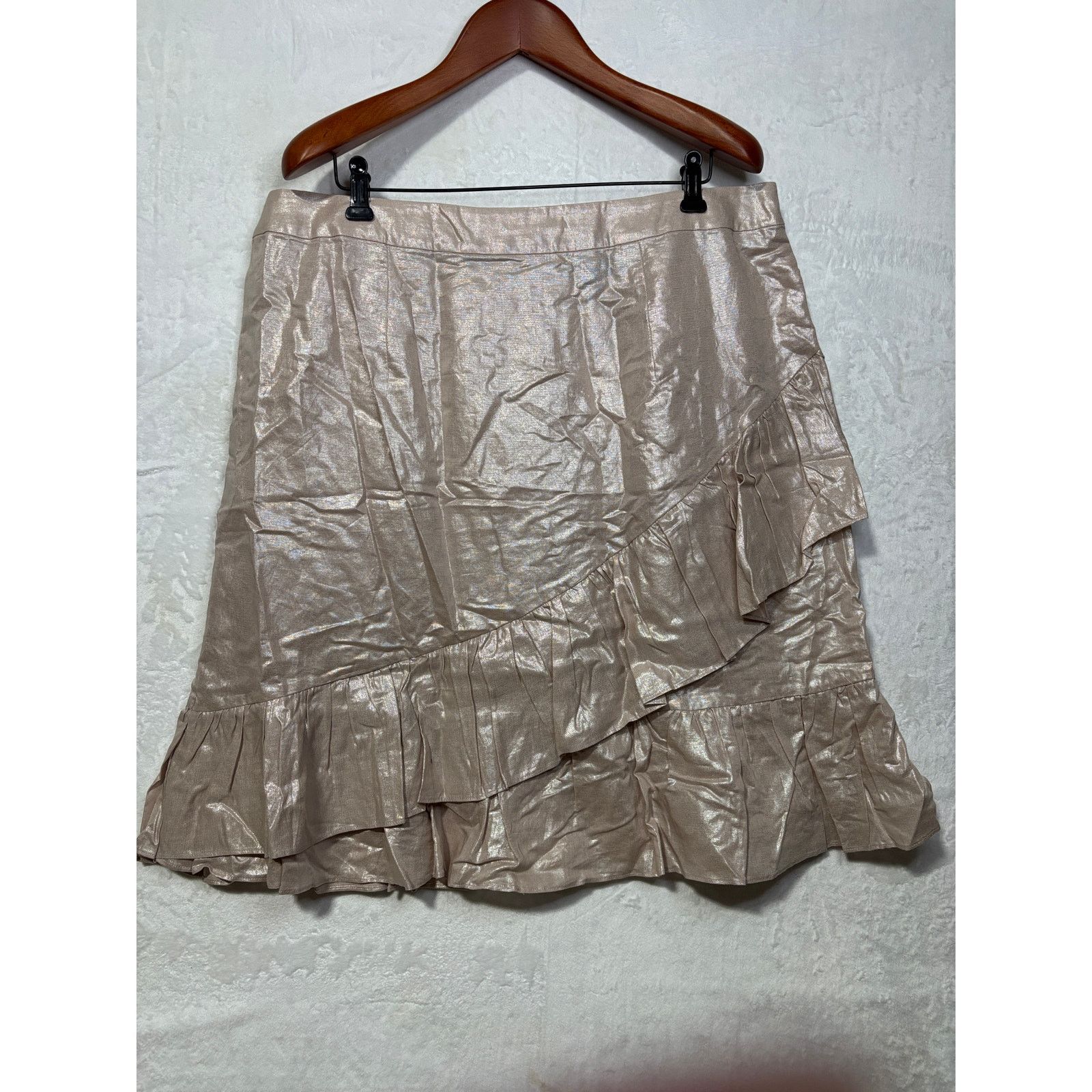 Other PLUS Size 16 | Pink Blush Shimmer Linen Skirt | ELOQUII Size 38" / US 16 / IT 52 - 6 Thumbnail