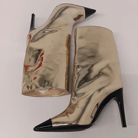 Jimmy Choo Jimmy Choo Cierra Metallic Cap-Toe Stiletto Booties - EU36.5 Size US 6.5 / IT 36.5 - 8 Thumbnail