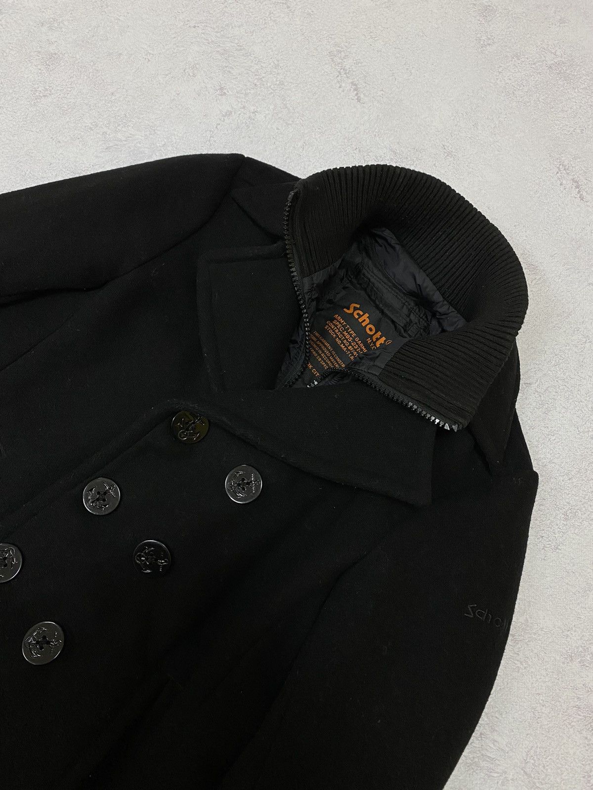 Schott Vintage Schott NYC Mens Black Wool Army Jacket Size S Size US S / EU 44-46 / 1 - 7 Thumbnail