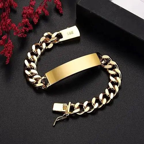 VIBE 18k Gold 10mm Chain Bracelets For Unisex Size ONE SIZE - 3 Thumbnail