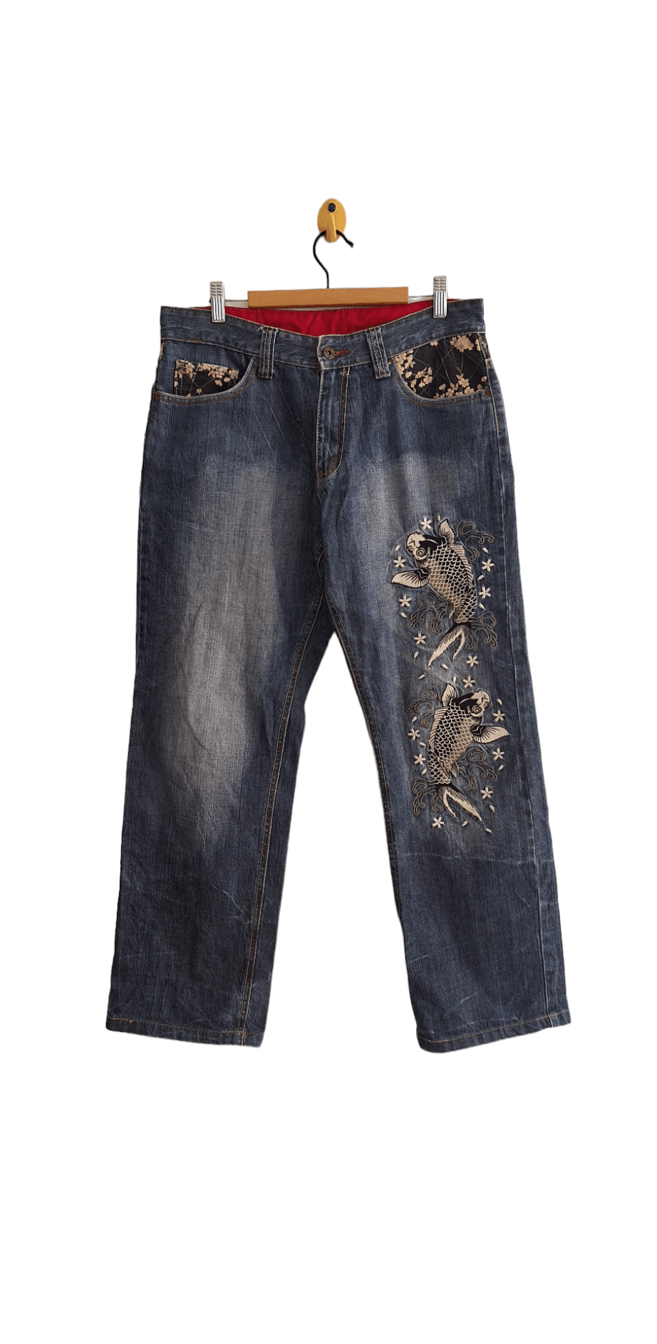 Japanese Brand Japanese Brand Infinity Fish Koi Multipocket Jeans Size US 32 / EU 48 - 2 Thumbnail