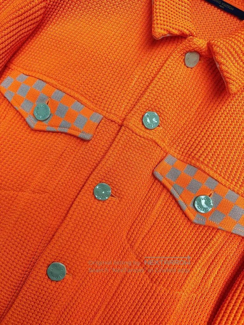 Louis Vuitton Orange Waffle Knit Jacket Size M. Size US M / EU 48-50 / 2 - 2 Thumbnail