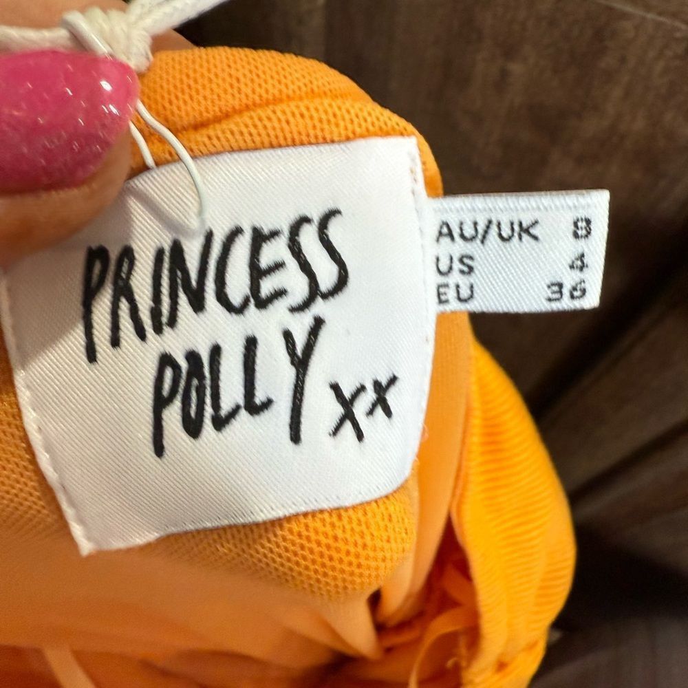 PRINCESS POLLY Princess Polly Orange Ruched Spaghetti Strap Mini Dress Size S / US 4 / IT 40 - 5 Thumbnail