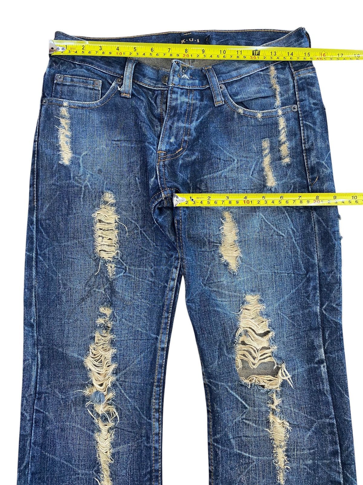 Japanese Brand Vintage Kui Brand Cracked Distressed Style Flare Jeans Size US 30 / EU 46 - 5 Thumbnail