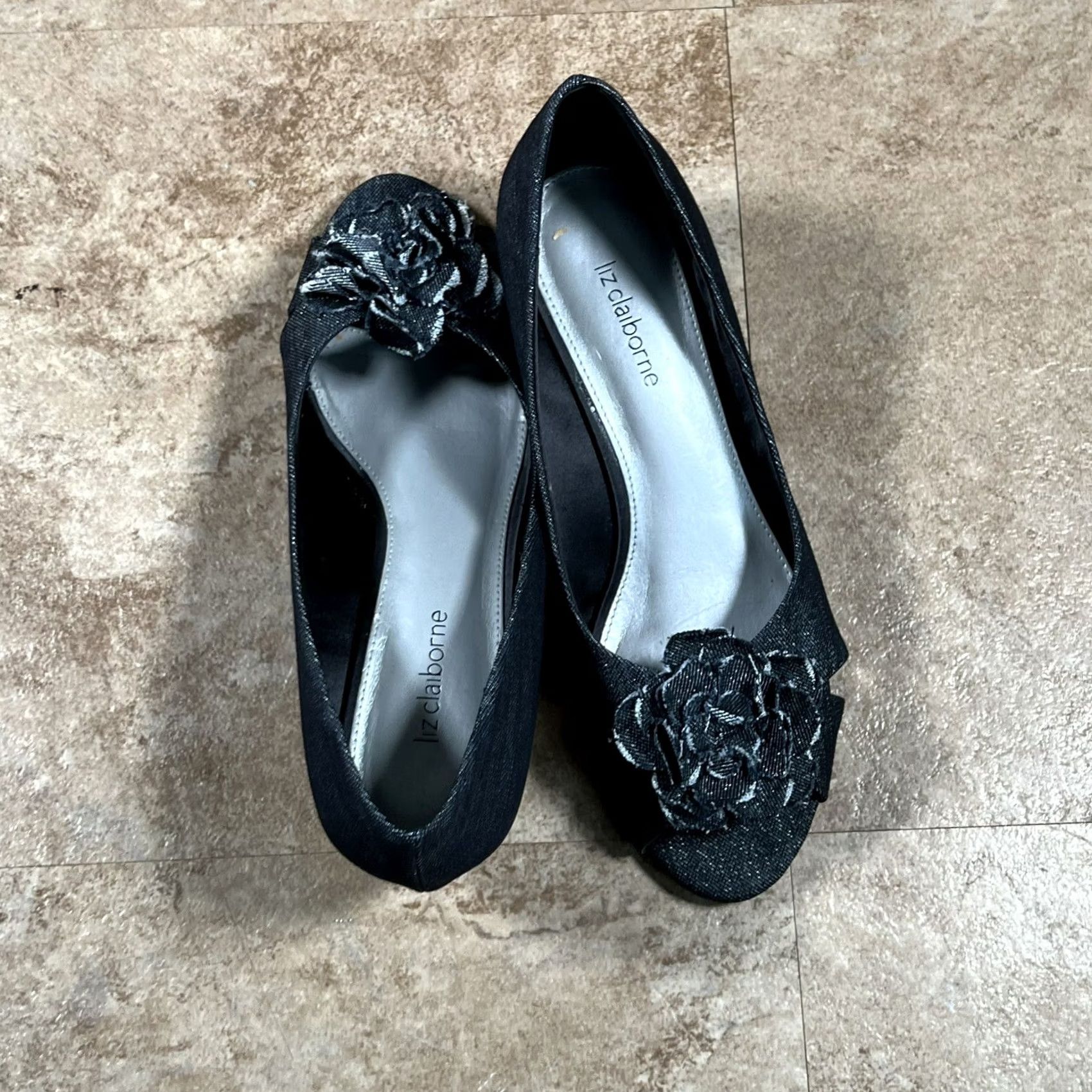 Liz Claiborne Liz Claiborne Denim Blue Wedges Flower Peep Toe Casual Heel Womens 8 Blue Flower Denim Women Heel Wedge 8 Womens Size US 8 / IT 38 - 5 Thumbnail