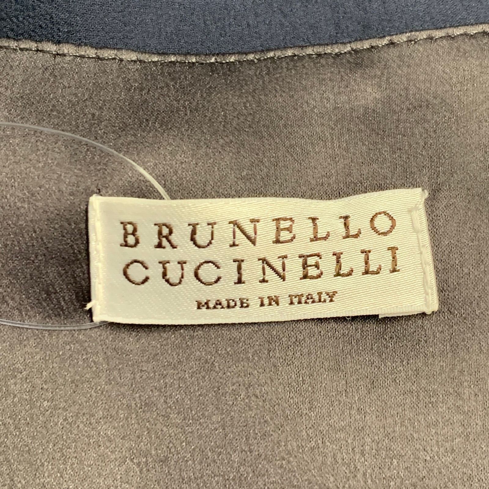 Brunello Cucinelli BRUNELLO CUCINELLI S Two Tone Monili Beading V-Neck Blouse Size S / US 4 / IT 40 - 8 Thumbnail