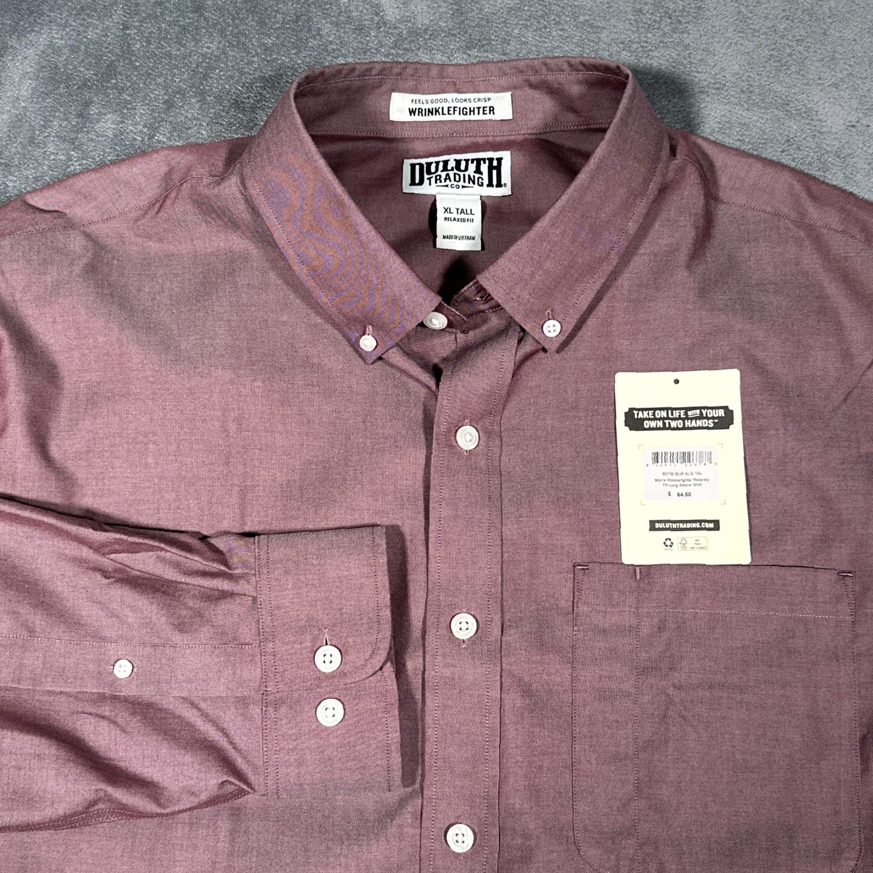 Vintage Duluth Shirt Mens XLT Burgund yWrinkle Resistant Relaxed Button-Down Collared Big & Tall Classic Outdoor Button-Up Size US XL / EU 56 / 4 - 2 Thumbnail