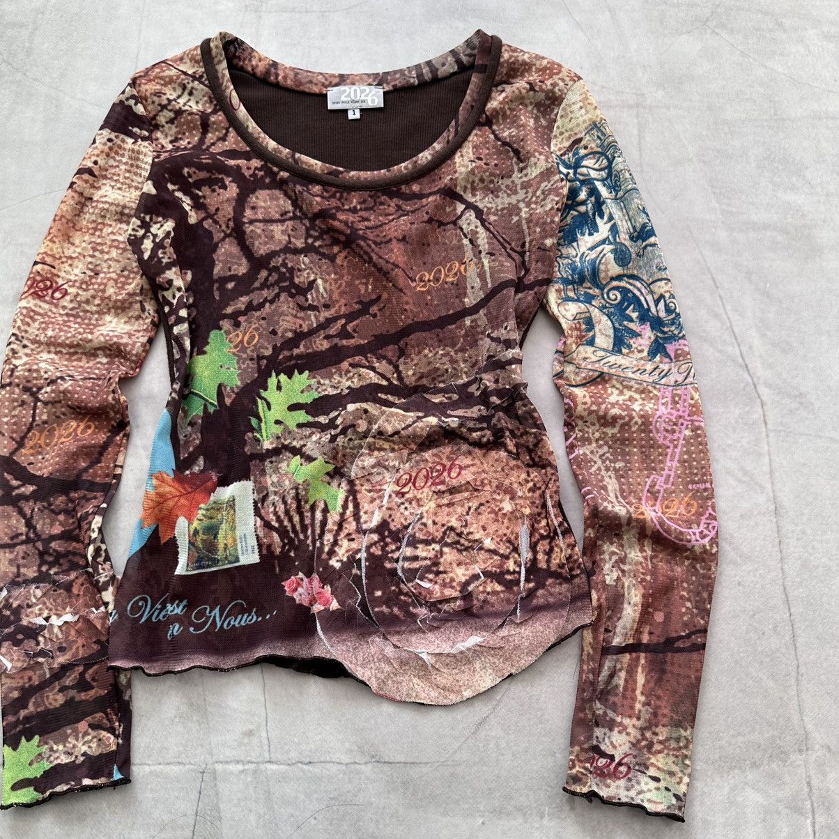 Hysteric Glamour × Undercover France Mesh Top Tattoo Long Sleeve T Shirt Cop Copine Vibe Size S / US 4 / IT 40 - 2 Thumbnail