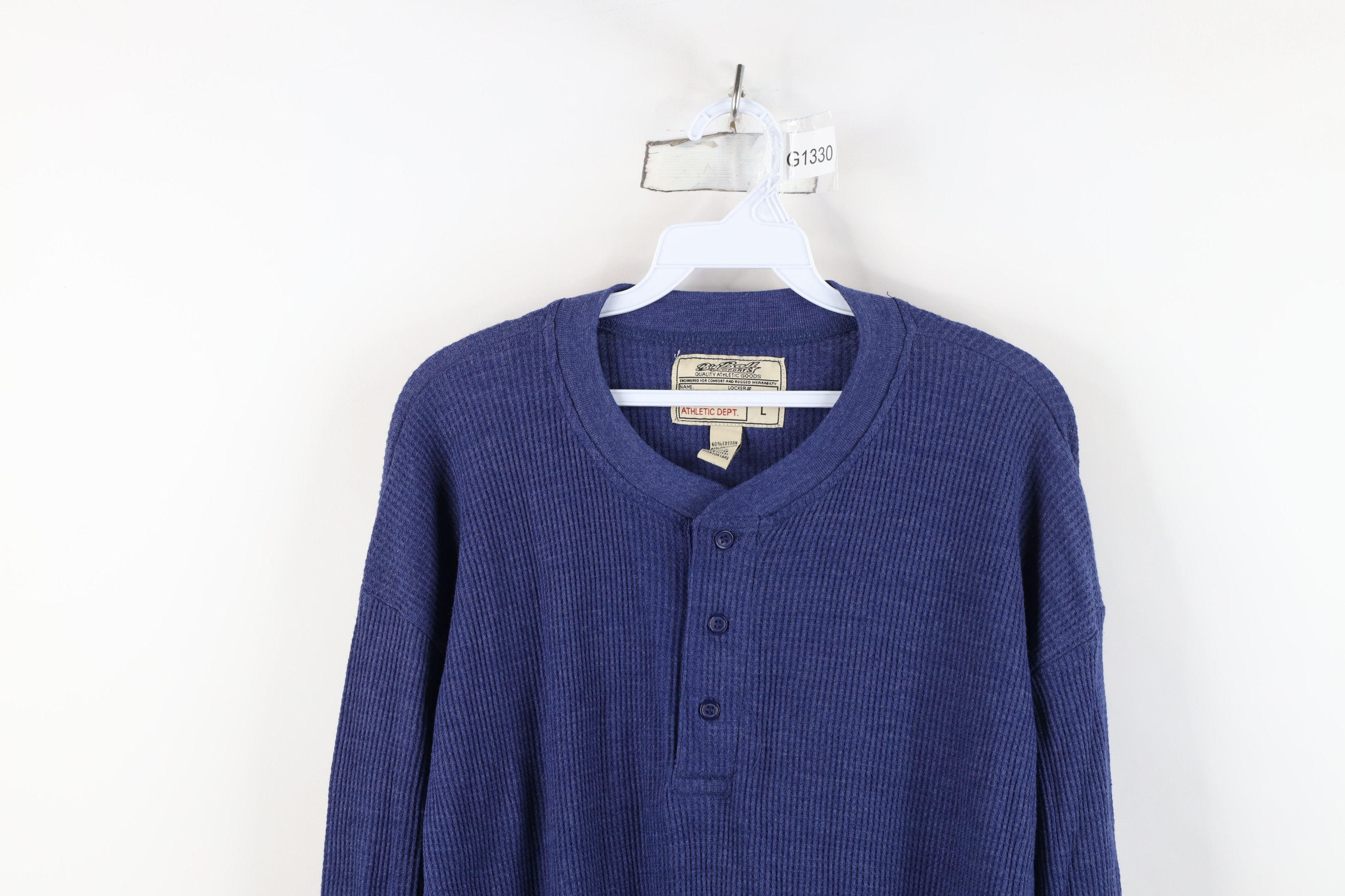 Vintage Vintage 90s Y2K Streetwear Waffle Knit Henley T-Shirt Size US L / EU 52-54 / 3 - 2 Thumbnail