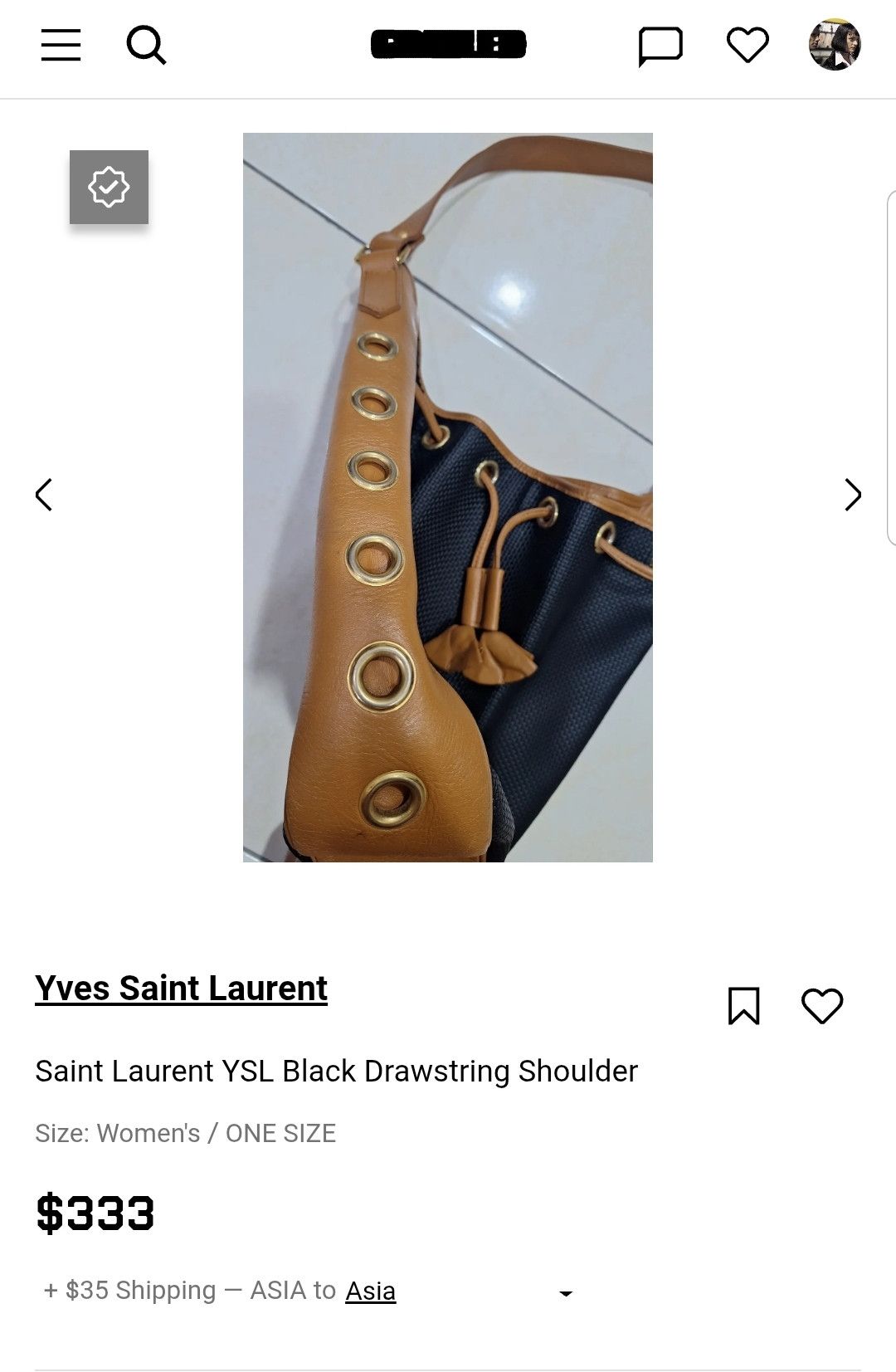 Yves Saint Laurent New Old Stock Saint Laurent YSL Black Drawstring Shoulder Size ONE SIZE - 18 Thumbnail