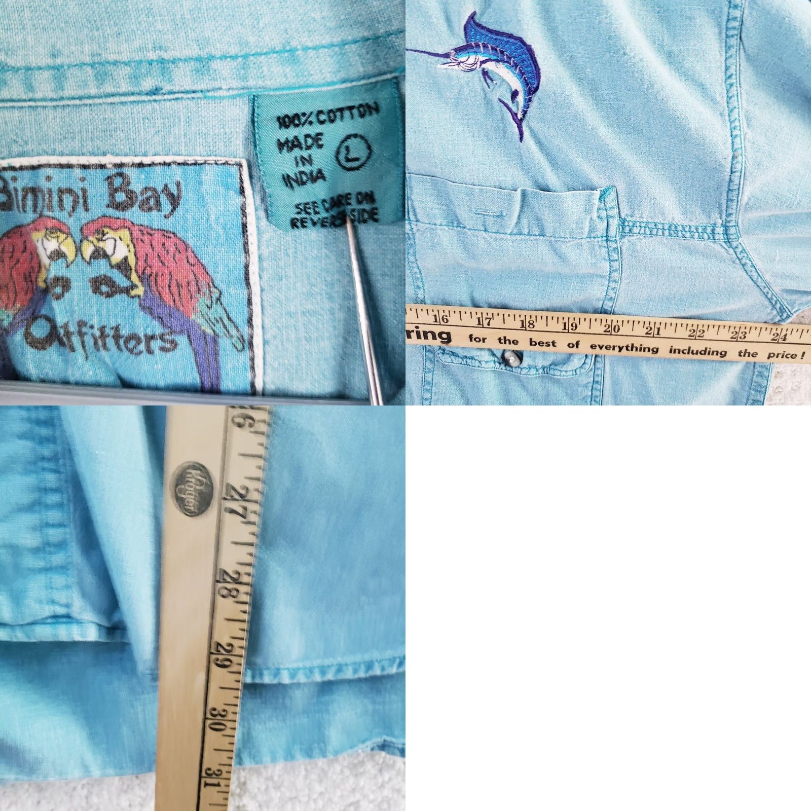 Vintage VINTAGE Bimini Bay Shirt Mens L Blue Sportfish SS Marlin Logo Fishing Button Up Size US L / EU 52-54 / 3 - 9 Thumbnail