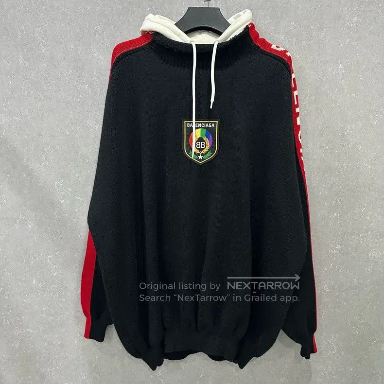 Balenciaga Balenciaga Black Double B Wheat Rainbow Embroidered Hooded Size US S / EU 44-46 / 1 - 1 Thumbnail