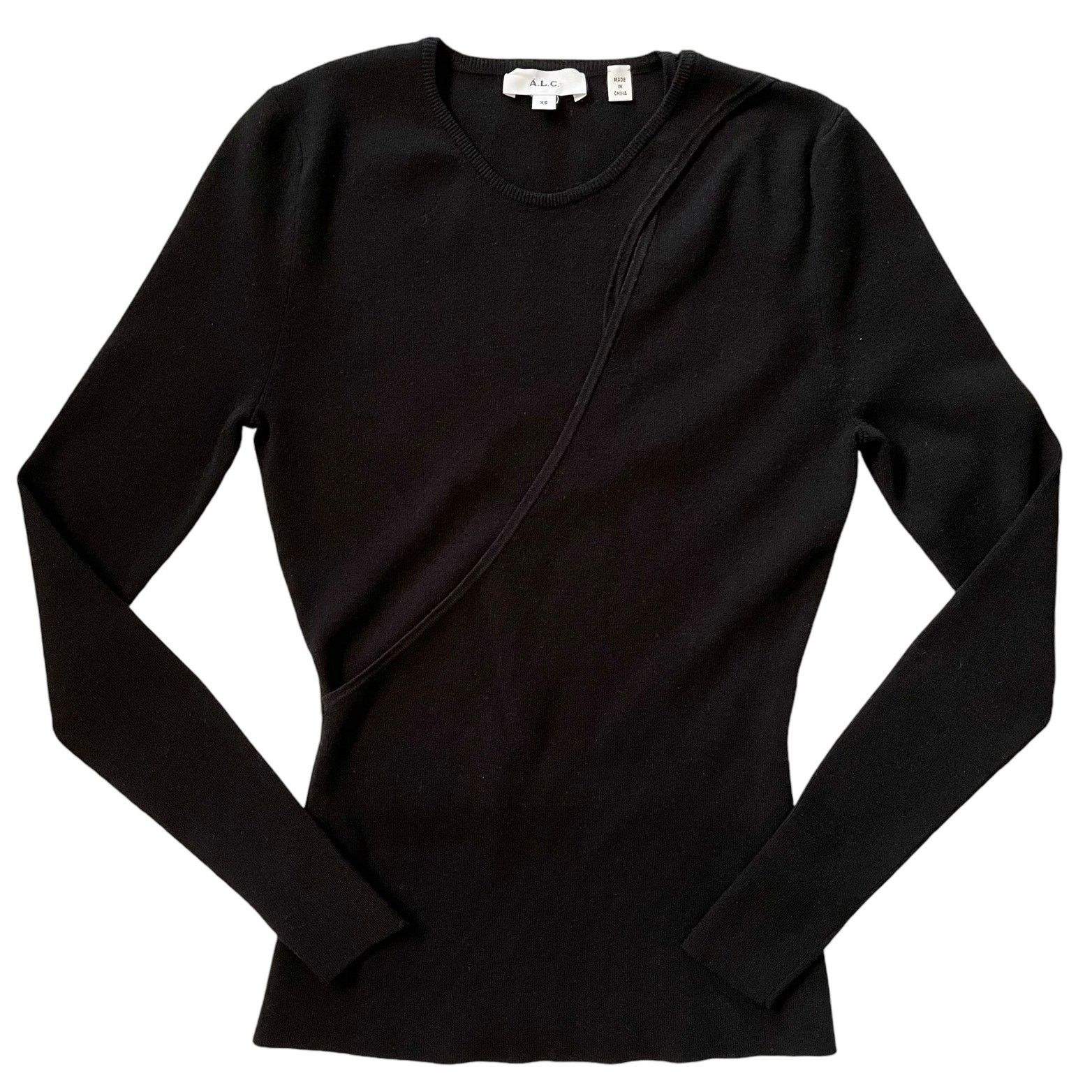 A.L.C. A.L.C. Priya Black Cut-Out Women's Long-Sleeve Knit Top Size XS / US 0-2 / IT 36-38 - 1 Thumbnail