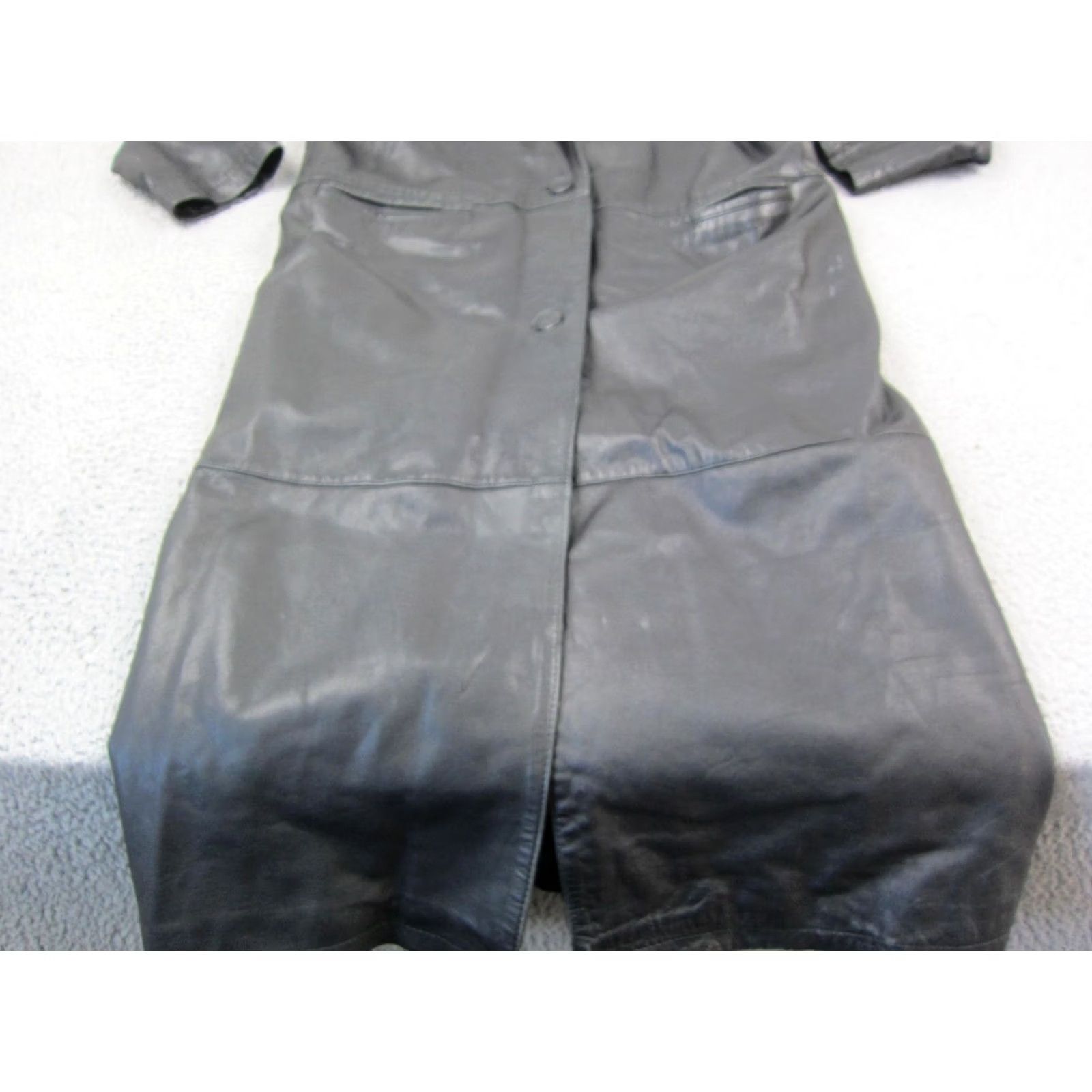 Vintage VINTAGE Clout Leather Trench Coat Womens M Black 90s Long Jacket Punk Coat Shirt? Size M / US 6-8 / IT 42-44 - 3 Thumbnail