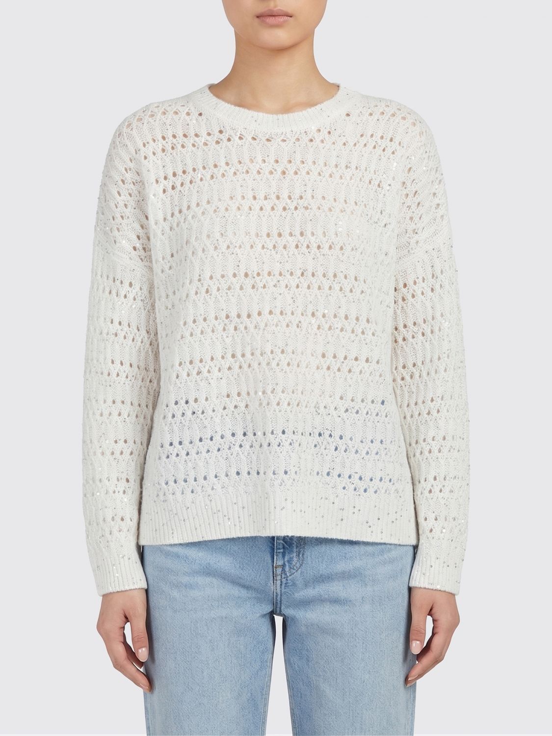 Brunello Cucinelli Brunello Cucinelli Sweater Woman White Size XL / US 12-14 / IT 48-50 - 1 Thumbnail