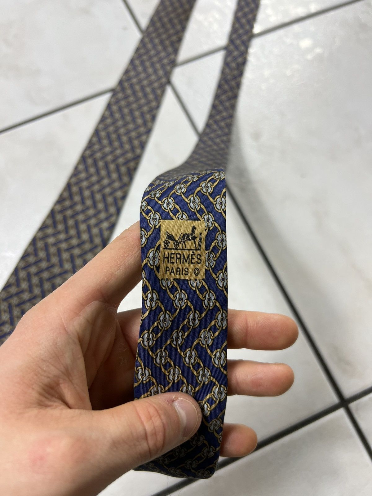 Hermes Vintage Hermes Paris silk tie monogram 7267 MA Size ONE SIZE - 9 Thumbnail