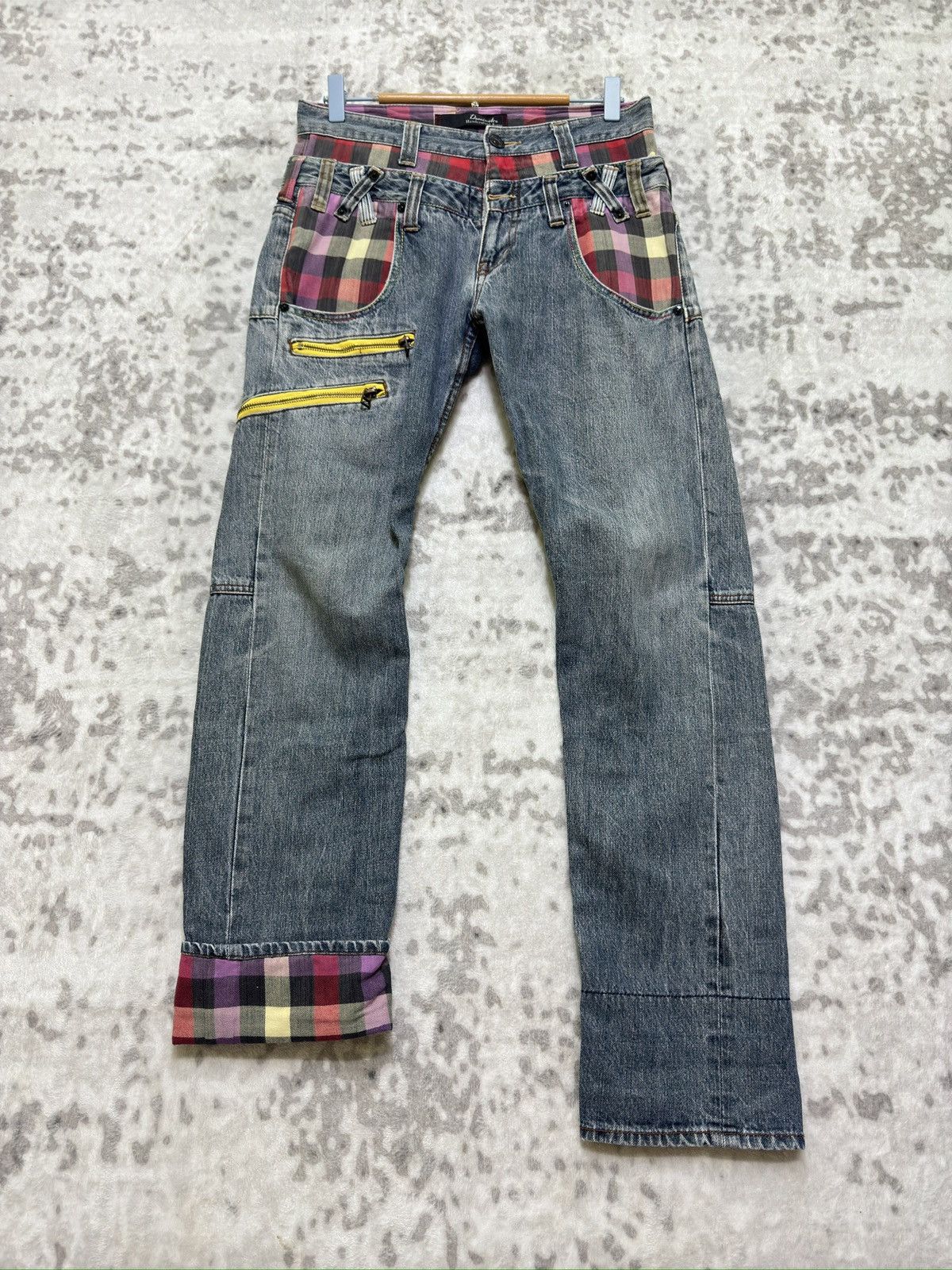Hysteric Glamour Rare Dominate Handcrafted Plaid Double Waist Grunge Jeans Size US 29 - 1 Thumbnail