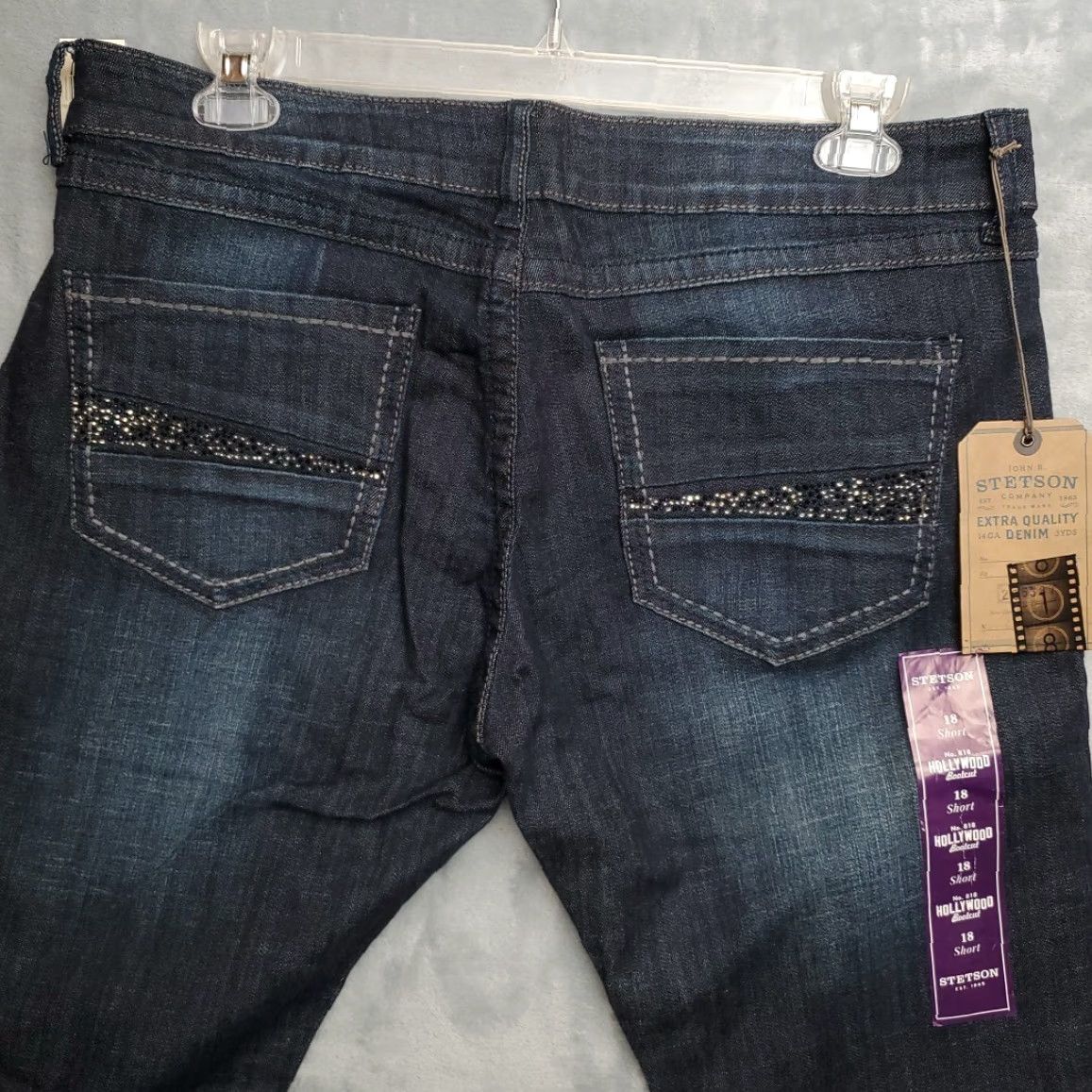 Stetson VINTAGE Stetson Jeans Womens 18 Short Blue Denim Hollywood Bootcut Western Thick Stitch Shirt? Size 40" / US 18 - 5 Thumbnail