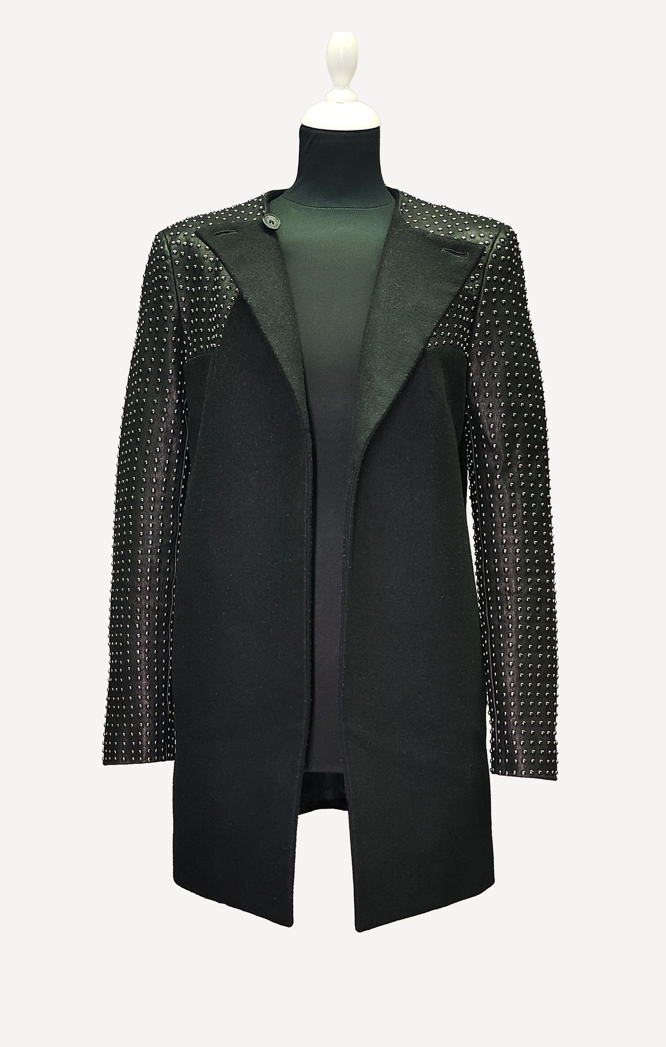 Pierre Balmain Pierre Balmain _ taly _ Studded Leather _ Wool & Cashmere Size M / US 6-8 / IT 42-44 - 3 Thumbnail