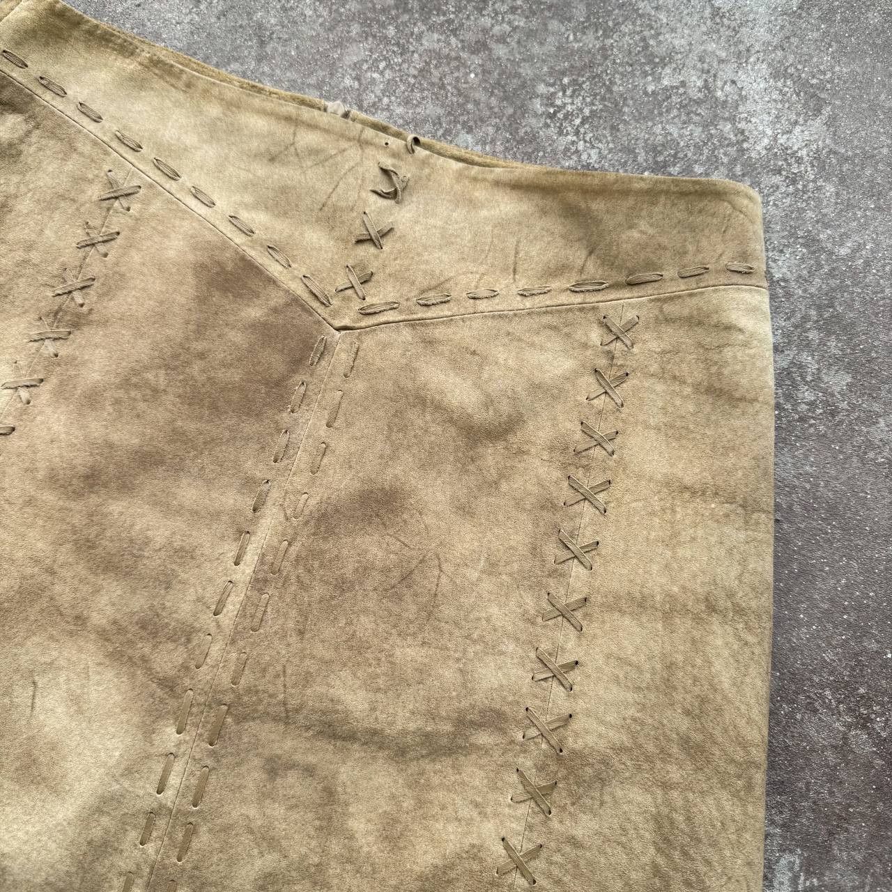 Hysteric Glamour × Vintage Morgan De Toi Vintage 2000's Y2K Suede Leather Midi Skirt Size 29" - 5 Thumbnail