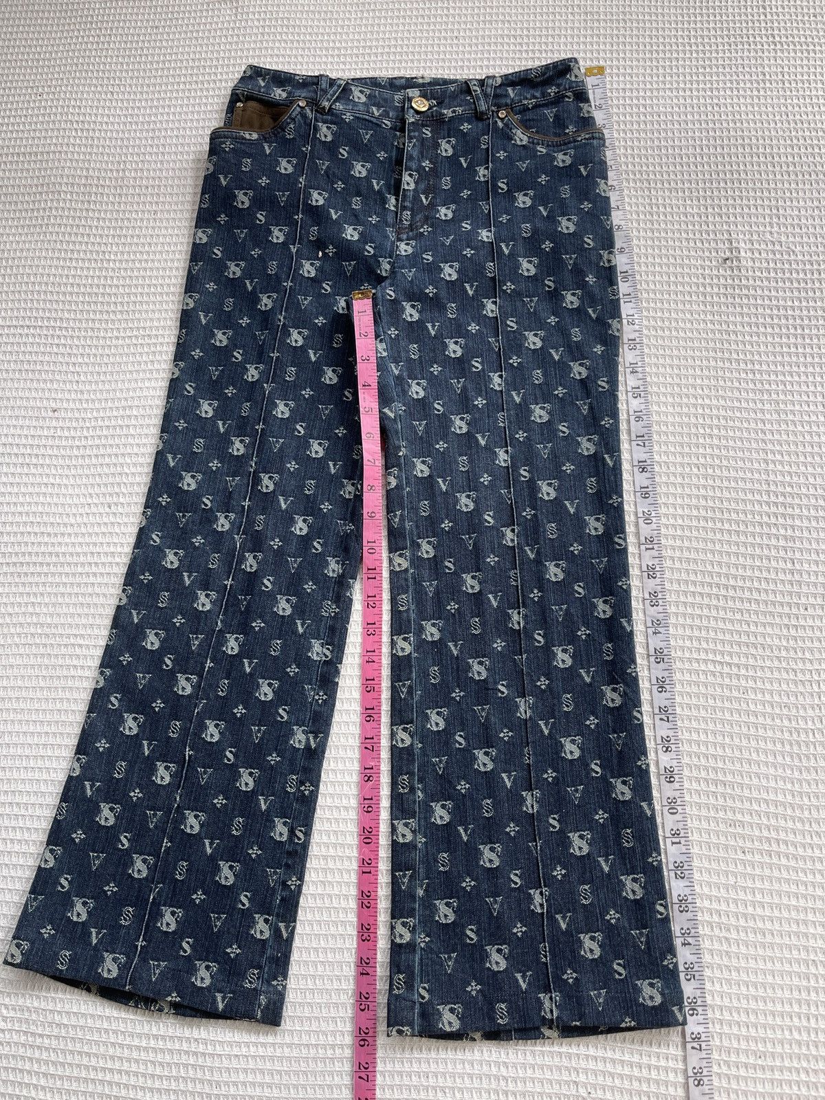 If Six Was Nine Last Drop🔥Very Rare🔥Designer Japan VALENZA Monogram Jeans Size 28" / US 6 / IT 42 - 16 Thumbnail