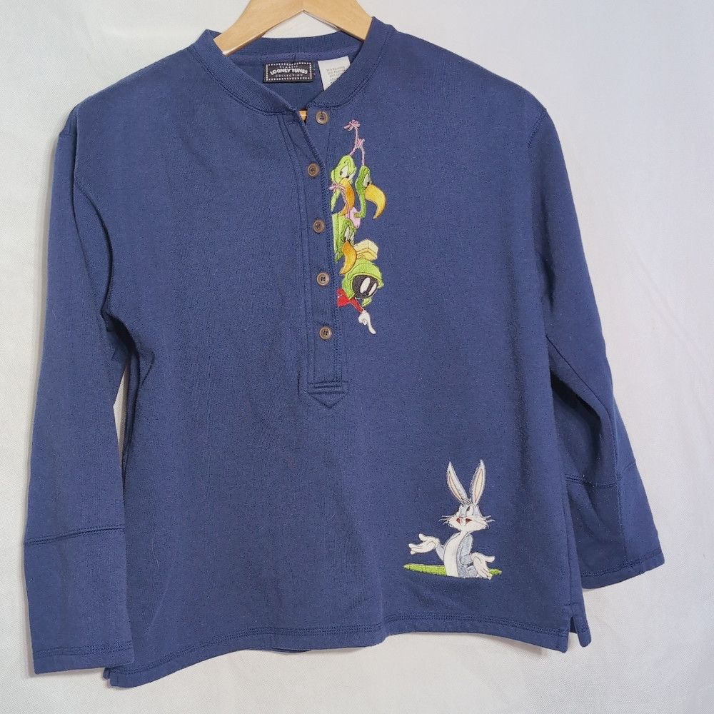 Other Looney Tunes Marvin Bugs Bunny Embroidered Sz M Navy Long S Size M / US 6-8 / IT 42-44 - 1 Thumbnail