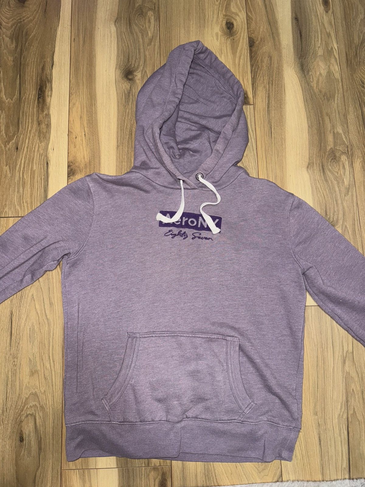 Aeropostale Womens Small Embroidered Purple Aeropostale Hoodie Sweater Size S / US 4 / IT 40 - 1 Thumbnail