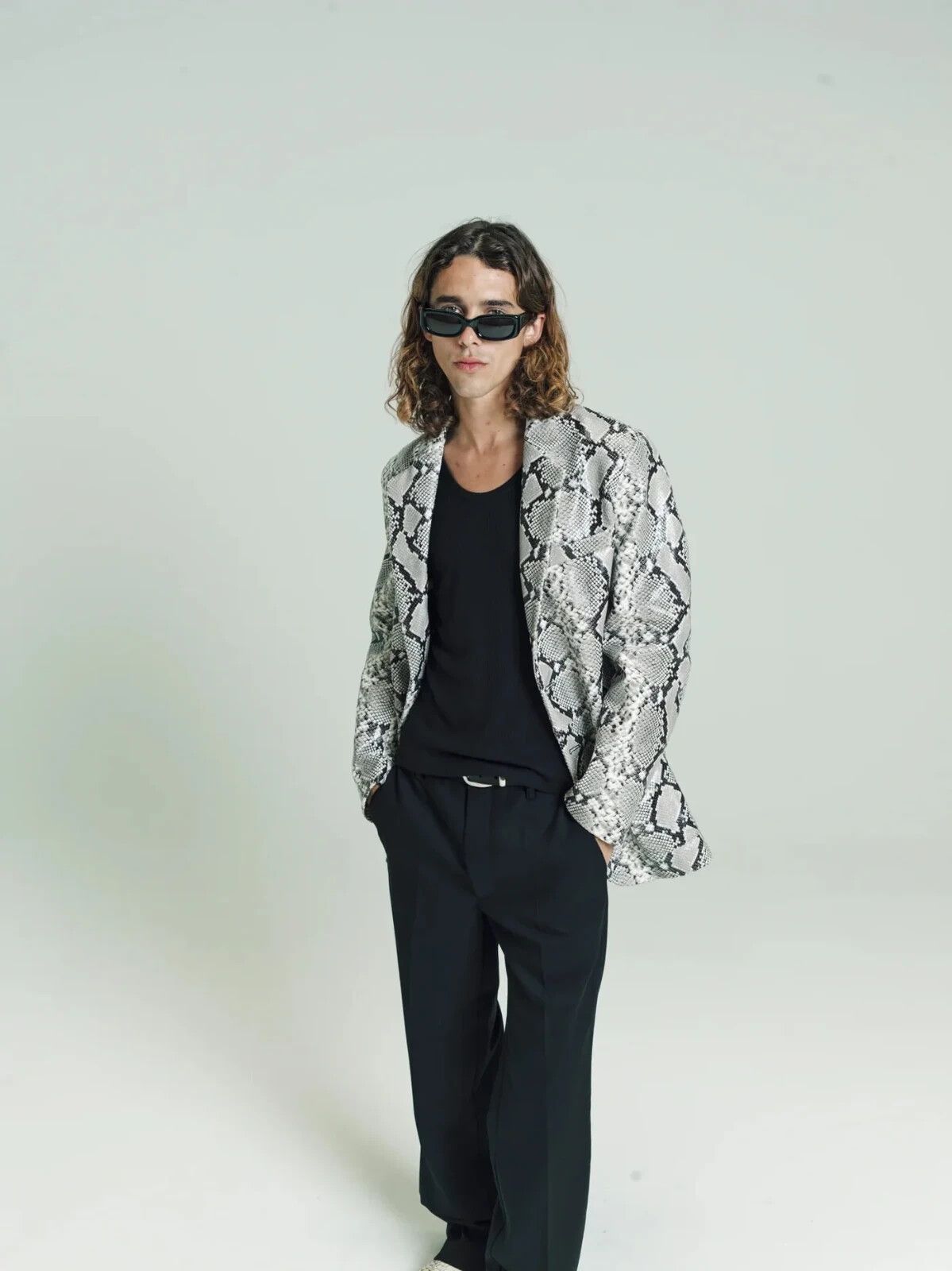 SECOND/LAYER Leather Snakeskin Blazer Jacket Python Sz 50