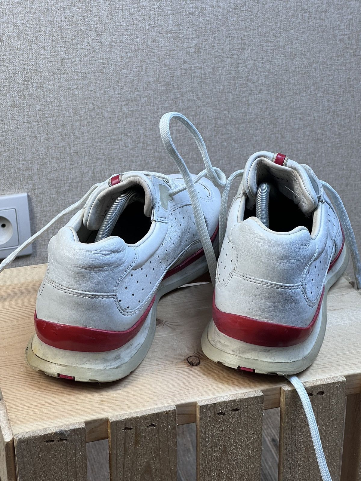 Prada Vintage Prada Red Tab Leather Sneakers Shoes White US: 6.5 Size US 6.5 / EU 39-40 - 8 Thumbnail
