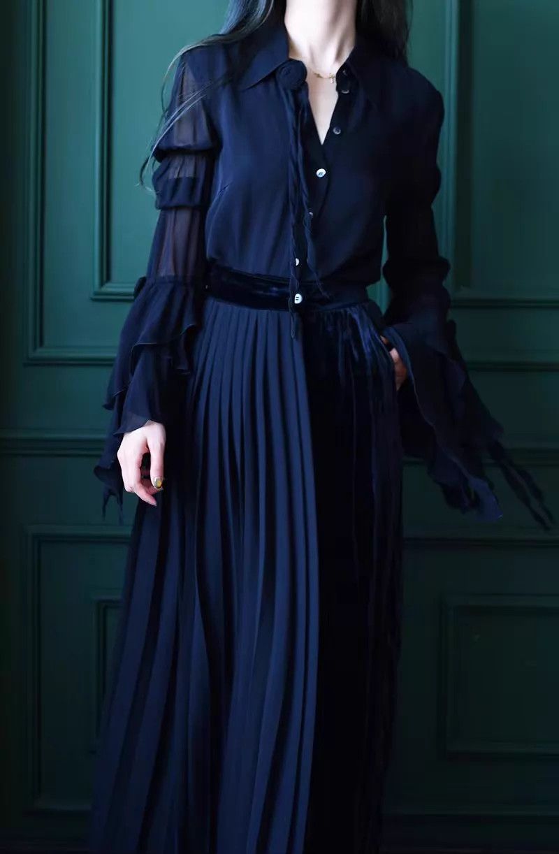 Other Vieuxnew Pleated Sash Silk Velvet Straight Pants Size 26" / US 2 / IT 38 - 6 Thumbnail