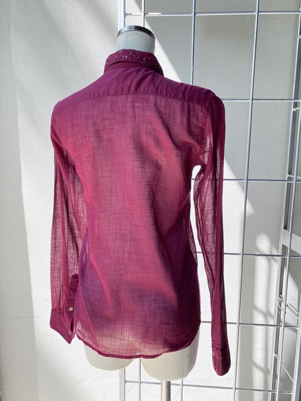 Zucca ZUCCA Deep Red Sheer Shirt with Sparkling Collar Size S / US 4 / IT 40 - 21 Thumbnail