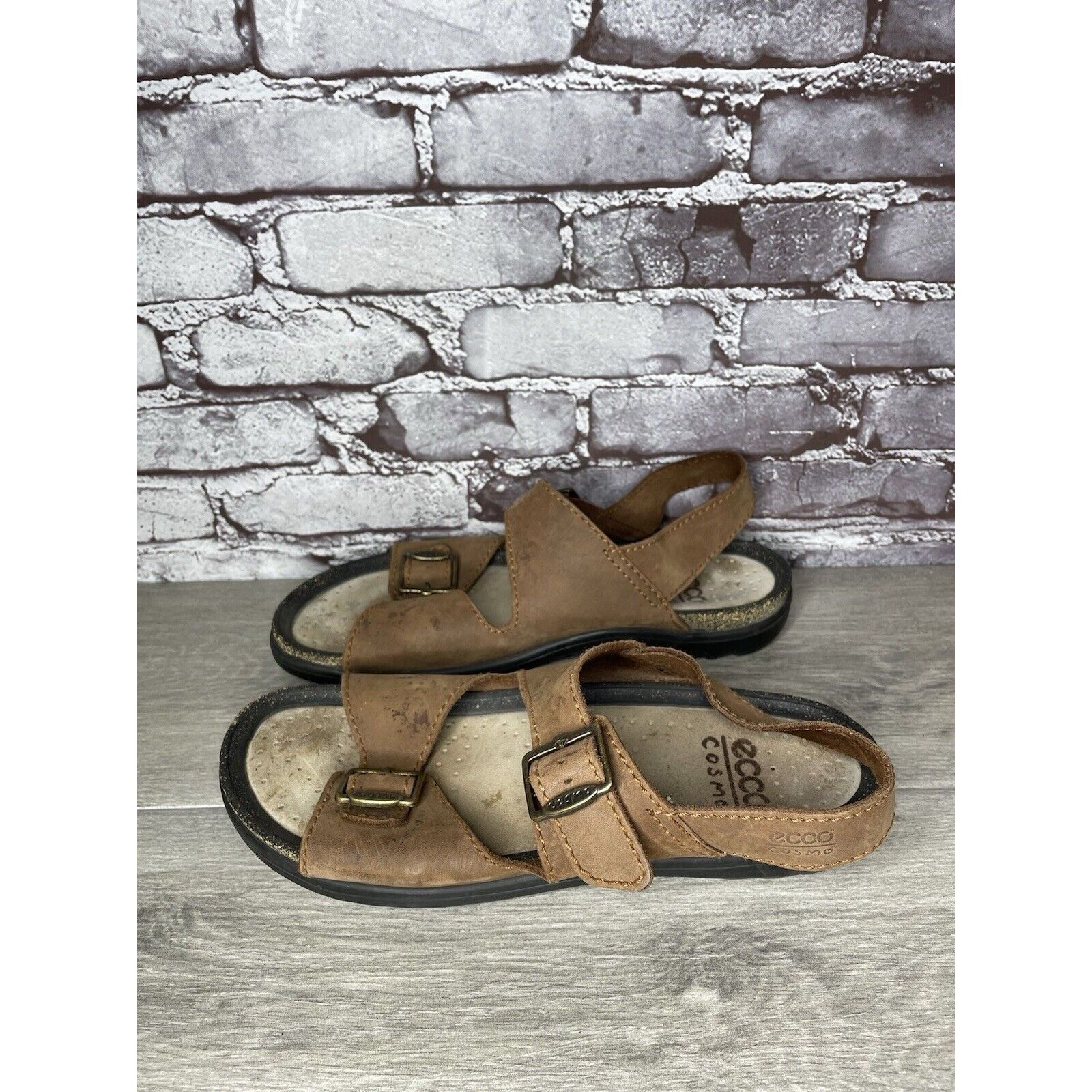 Ecco Ecco Cosmo Brown Leather Casual Comfort Cork Strap Sandals M Size US 13 / EU 46 - 22 Thumbnail