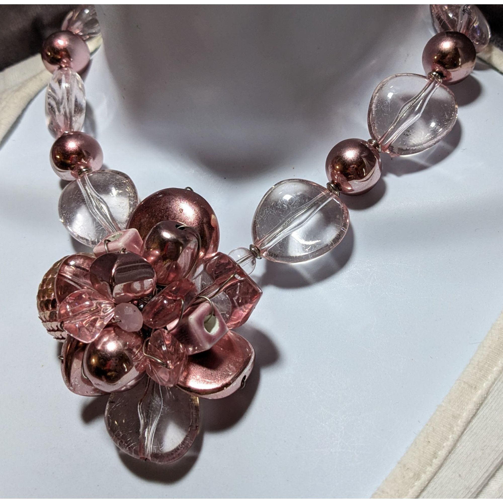 Other Pink Metallic Floral Statement Necklace Size ONE SIZE - 8 Thumbnail
