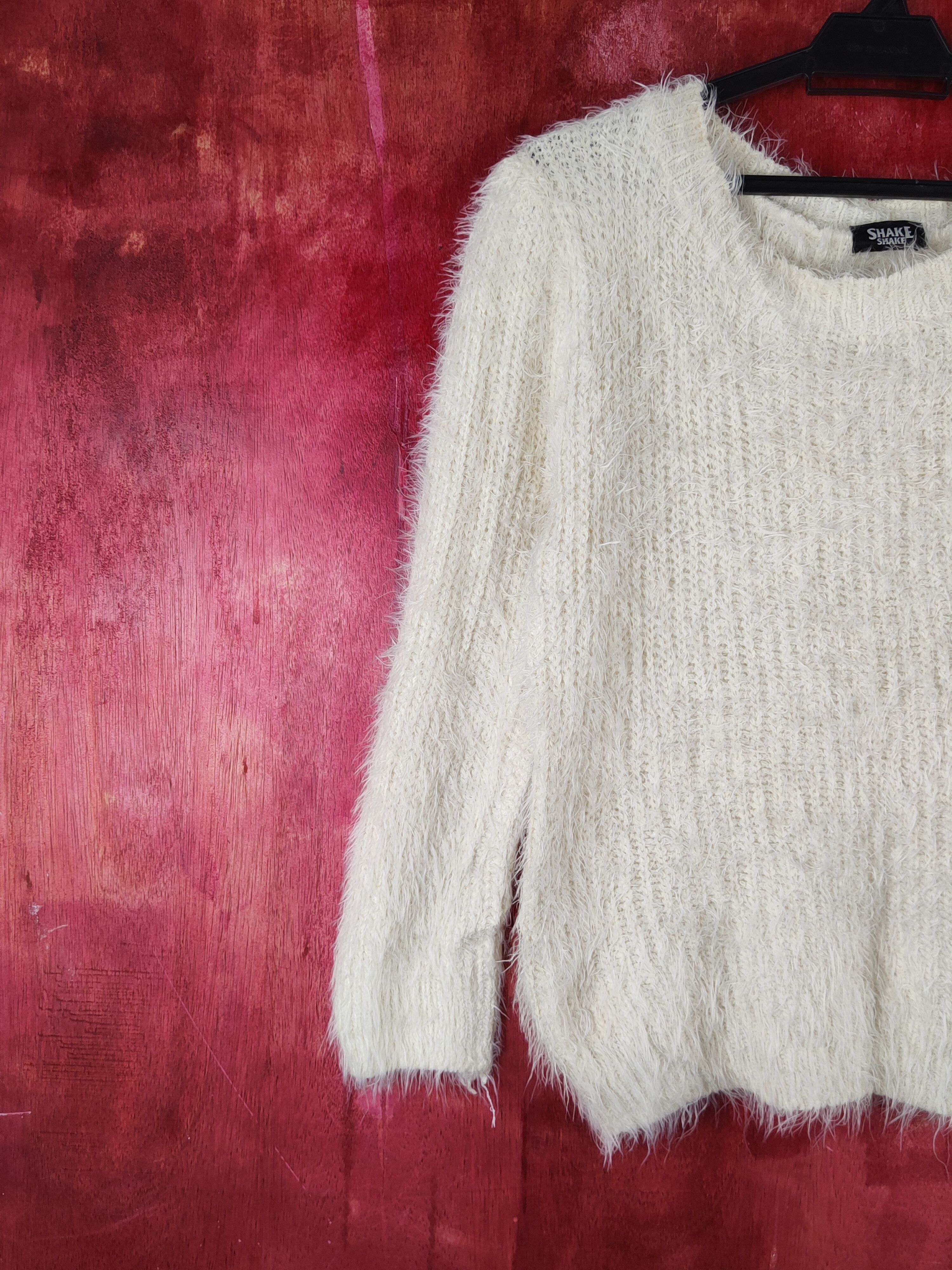 Homespun Knitwear Shake Shake Ivory Shag Shaggy Fur Mohair Knitwear #S1927 Size S / US 4 / IT 40 - 3 Thumbnail