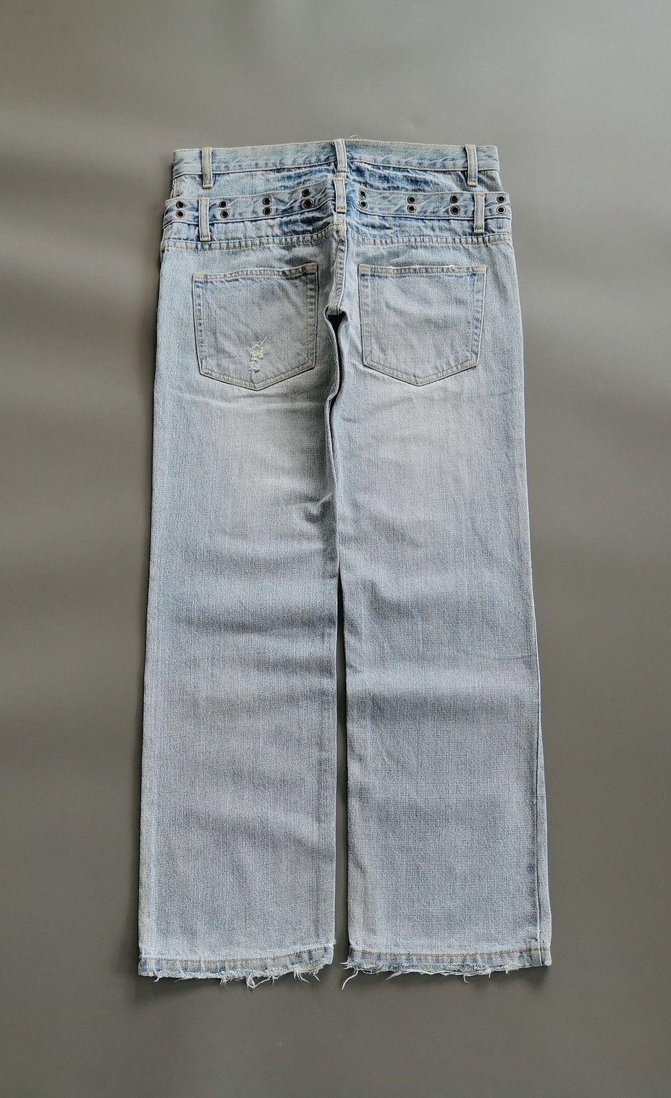 Japanese Brand Mouth Valley Double Waist Light Blue Distressed Jeans Size US 31 - 4 Thumbnail