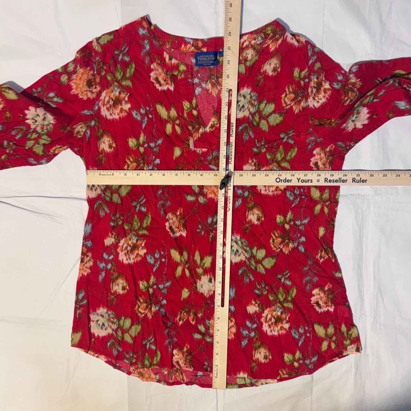 Pendleton Pendleton Floral Blouse Sz XL Roll Tab Sleeve Cotton Peasant Size XL / US 12-14 / IT 48-50 - 4 Thumbnail