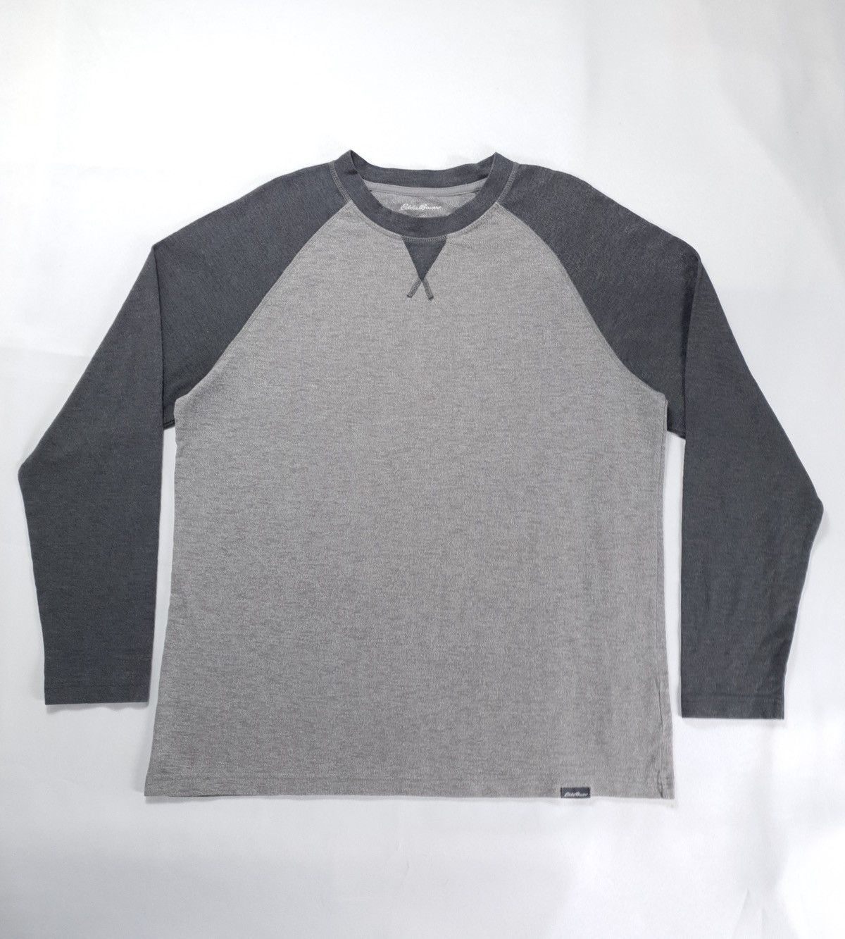 Vtg Eddie Bauer Two-Tone Longsleeve Raglan Henley Shirt Sz L