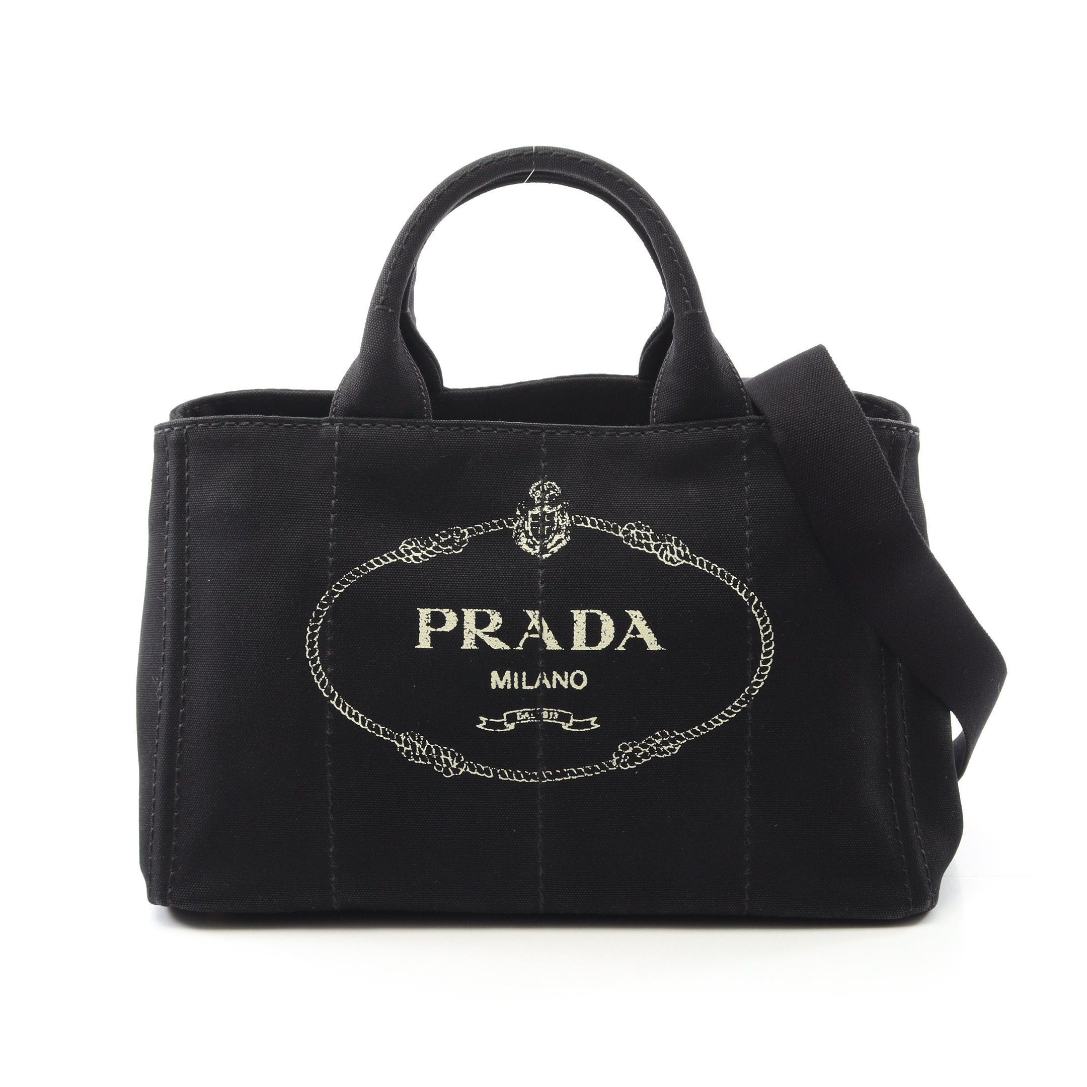 Prada Prada Canapa Kanapa Handbag Tote Bag Canvas Black Size ONE SIZE - 1 Thumbnail