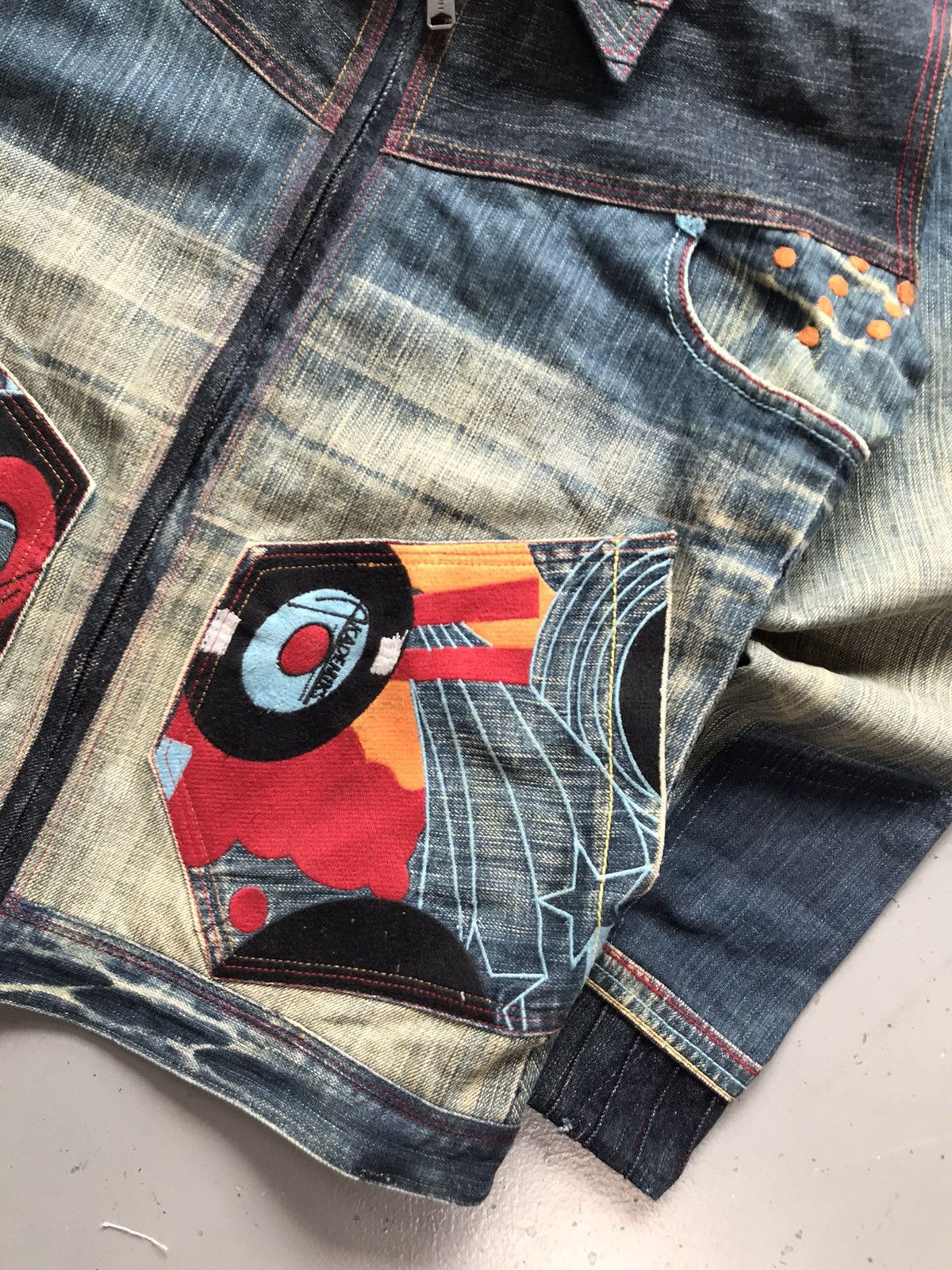 Designer × Vintage Vintage custom crazy patterns embroidered denim jacket Size US XXS / EU 40 - 4 Thumbnail