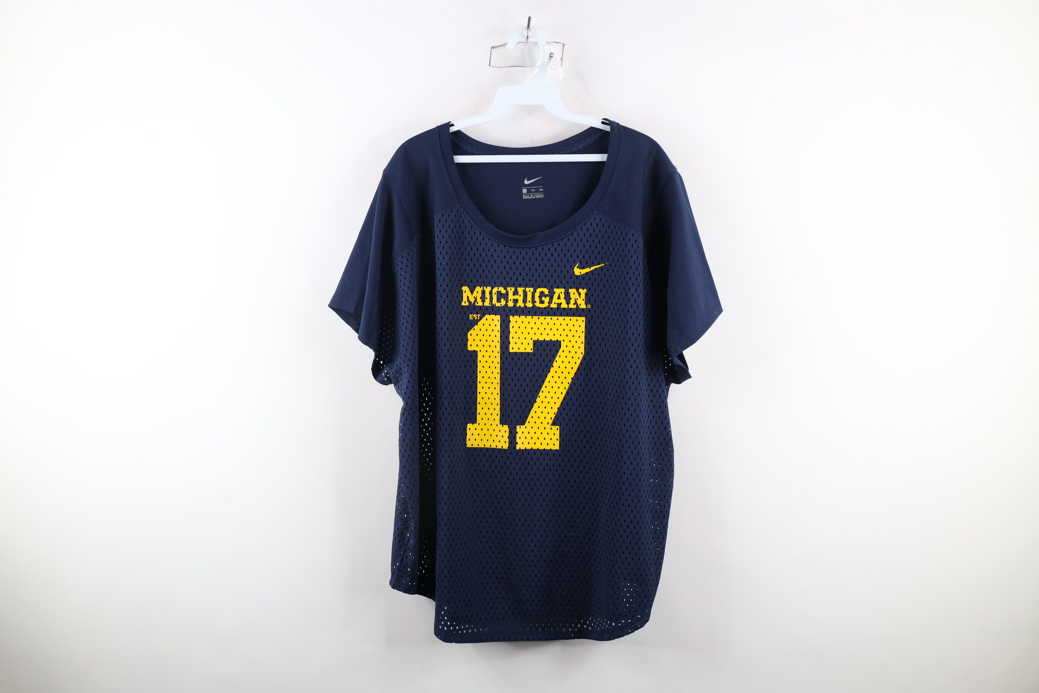 Nike × Vintage Nike Spell Out Mesh University of Michigan Football Jersey Size US XXL / EU 58 / 5 - 1 Thumbnail