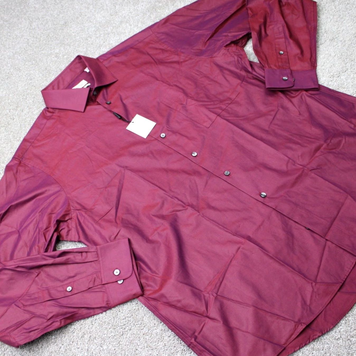 Calvin Klein Calvin Klein Dress Shirt Mens 17, 36/37 Red Regular Cotton Long Sleeve NWT Shirt Mens Red 100% Cotton Dress Shirt Size 46R - 5 Thumbnail