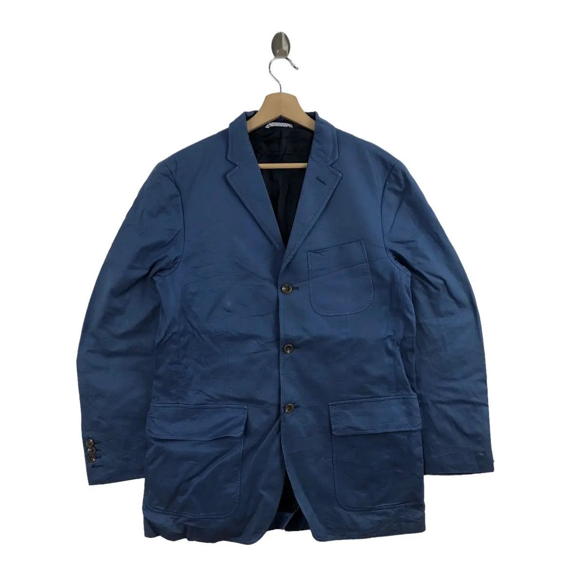 Polo Ralph Lauren Vtg POLO RALPH LAUREN Blue Cotton 3 Button Blazer Sport Size 40R - 1 Thumbnail