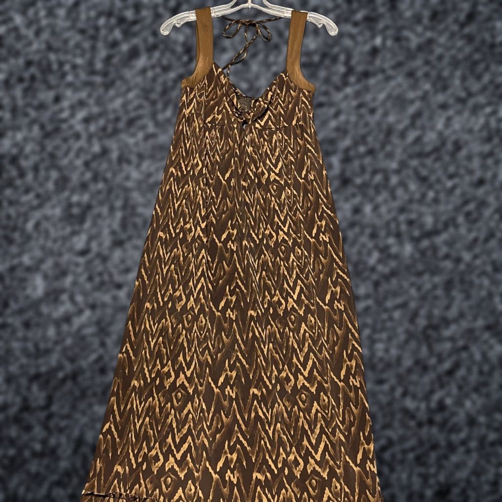 Guess Guess Maxi Dress Womens Medium Brown All Over Print Beach Wear Keyhole Back Size M / US 6-8 / IT 42-44 - 1 Thumbnail